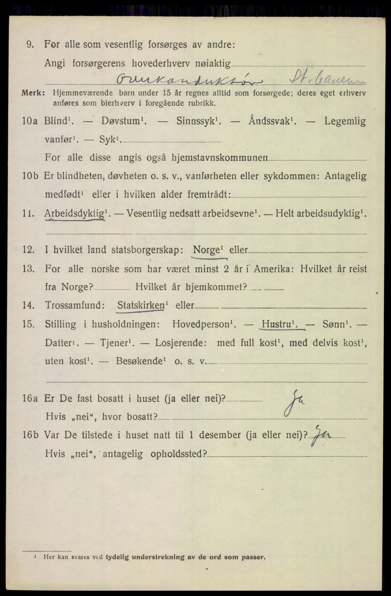 SAH, 1920 census for Elverum, 1920, p. 9699