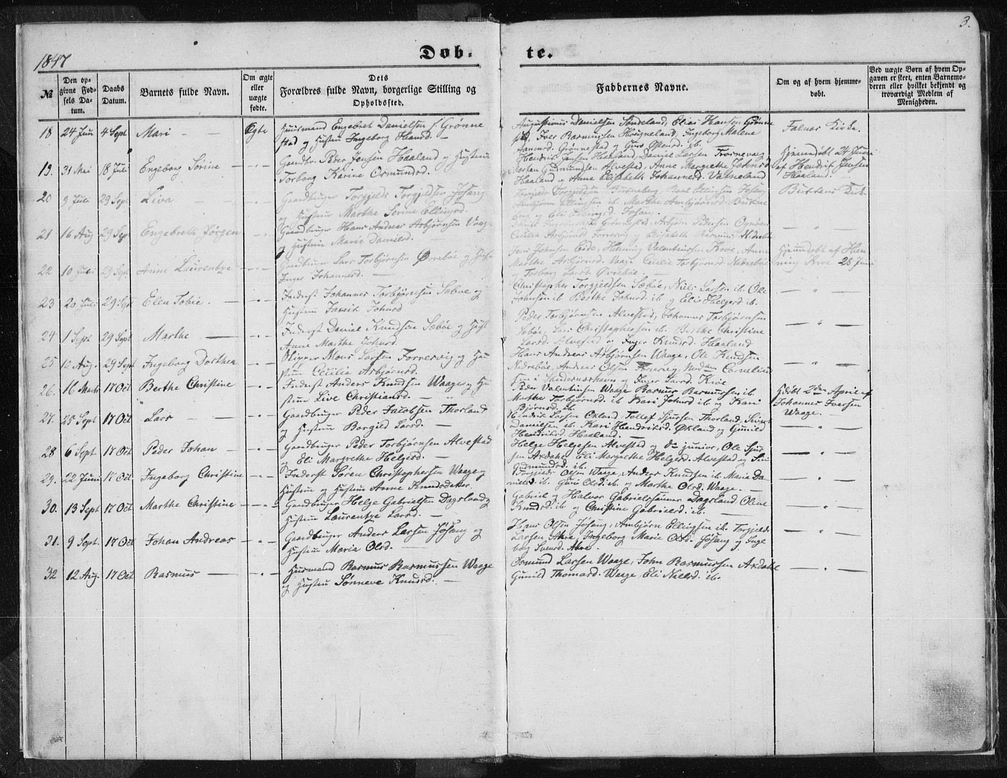 Tysvær sokneprestkontor, SAST/A -101864/H/Ha/Haa/L0002: Parish register (official) no. A 2, 1847-1856, p. 3