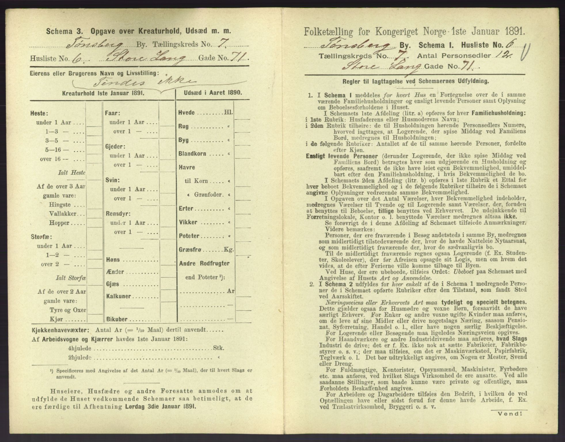 RA, 1891 census for 0705 Tønsberg, 1891, p. 282