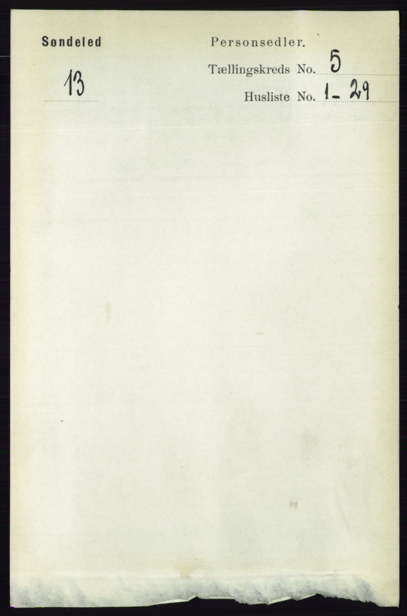 RA, 1891 census for 0913 Søndeled, 1891, p. 1216