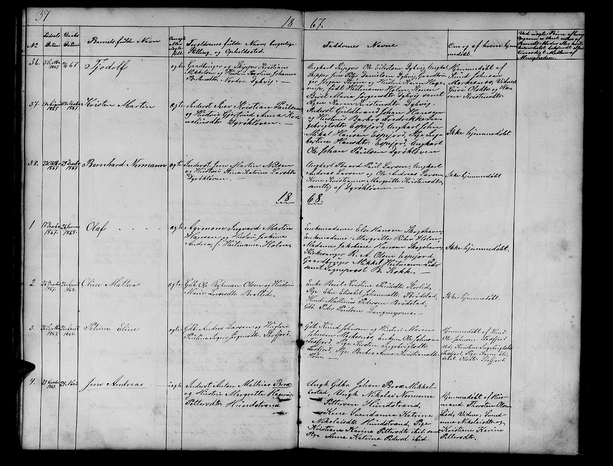 Tranøy sokneprestkontor, SATØ/S-1313/I/Ia/Iab/L0012klokker: Parish register (copy) no. 12, 1859-1874, p. 37