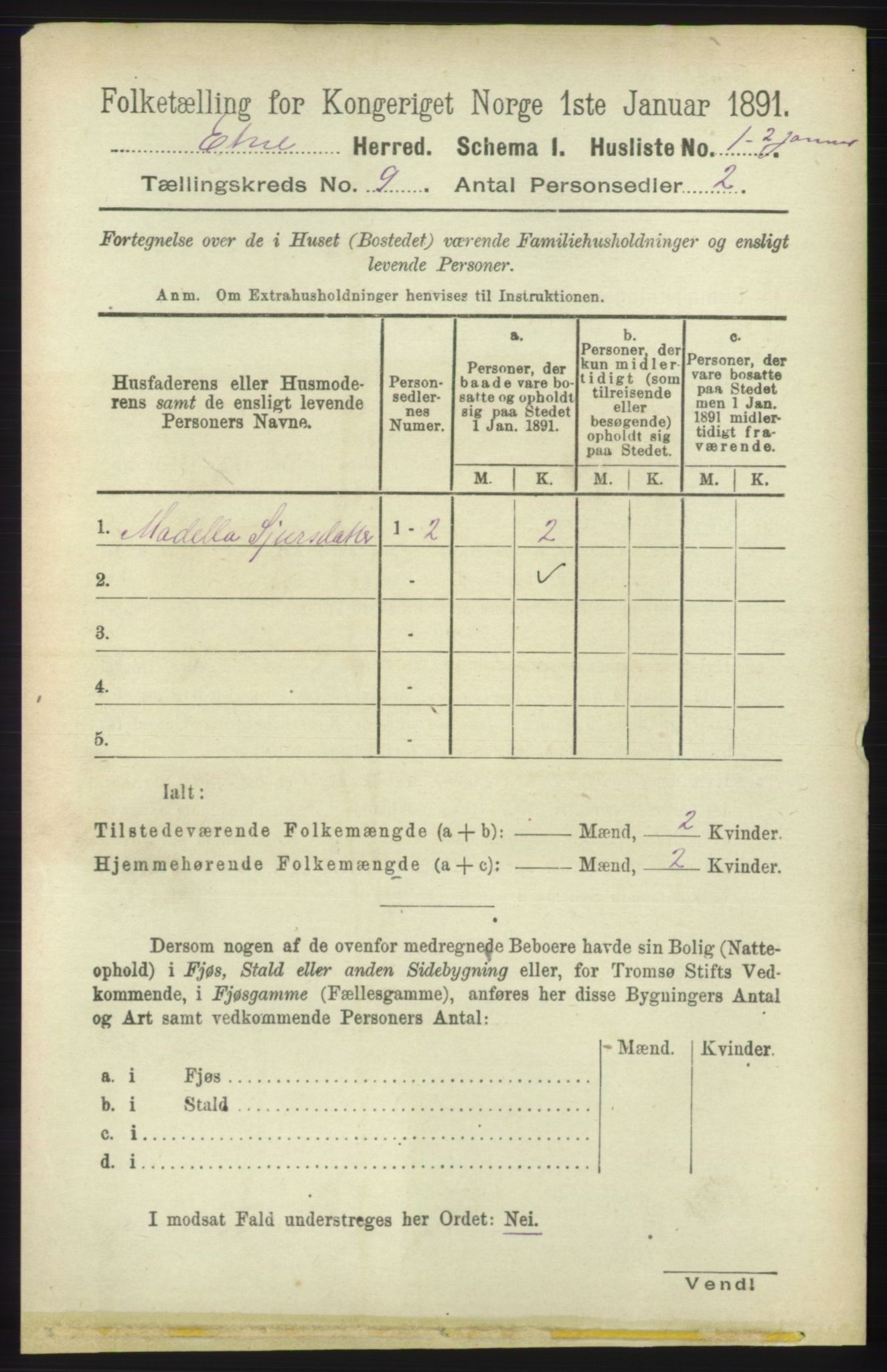 RA, 1891 census for 1211 Etne, 1891, p. 1690