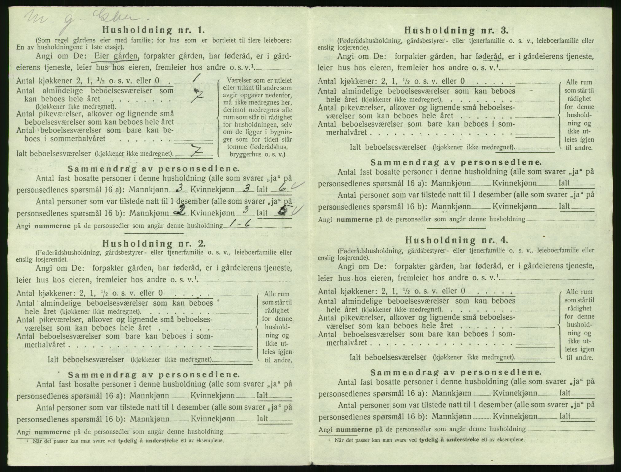 SAT, 1920 census for Veøy, 1920, p. 876