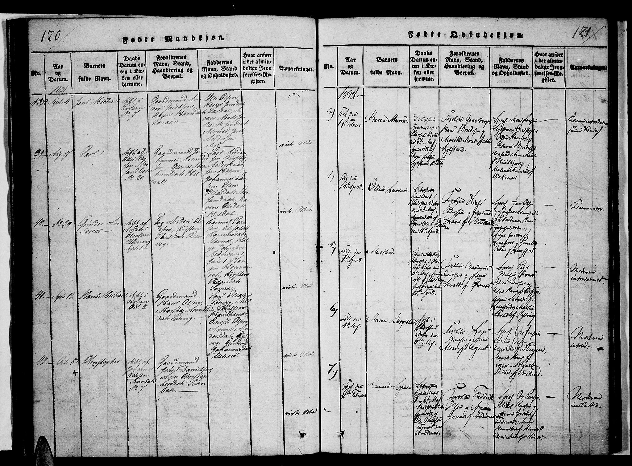 Ministerialprotokoller, klokkerbøker og fødselsregistre - Nordland, AV/SAT-A-1459/853/L0768: Parish register (official) no. 853A07, 1821-1836, p. 120-121