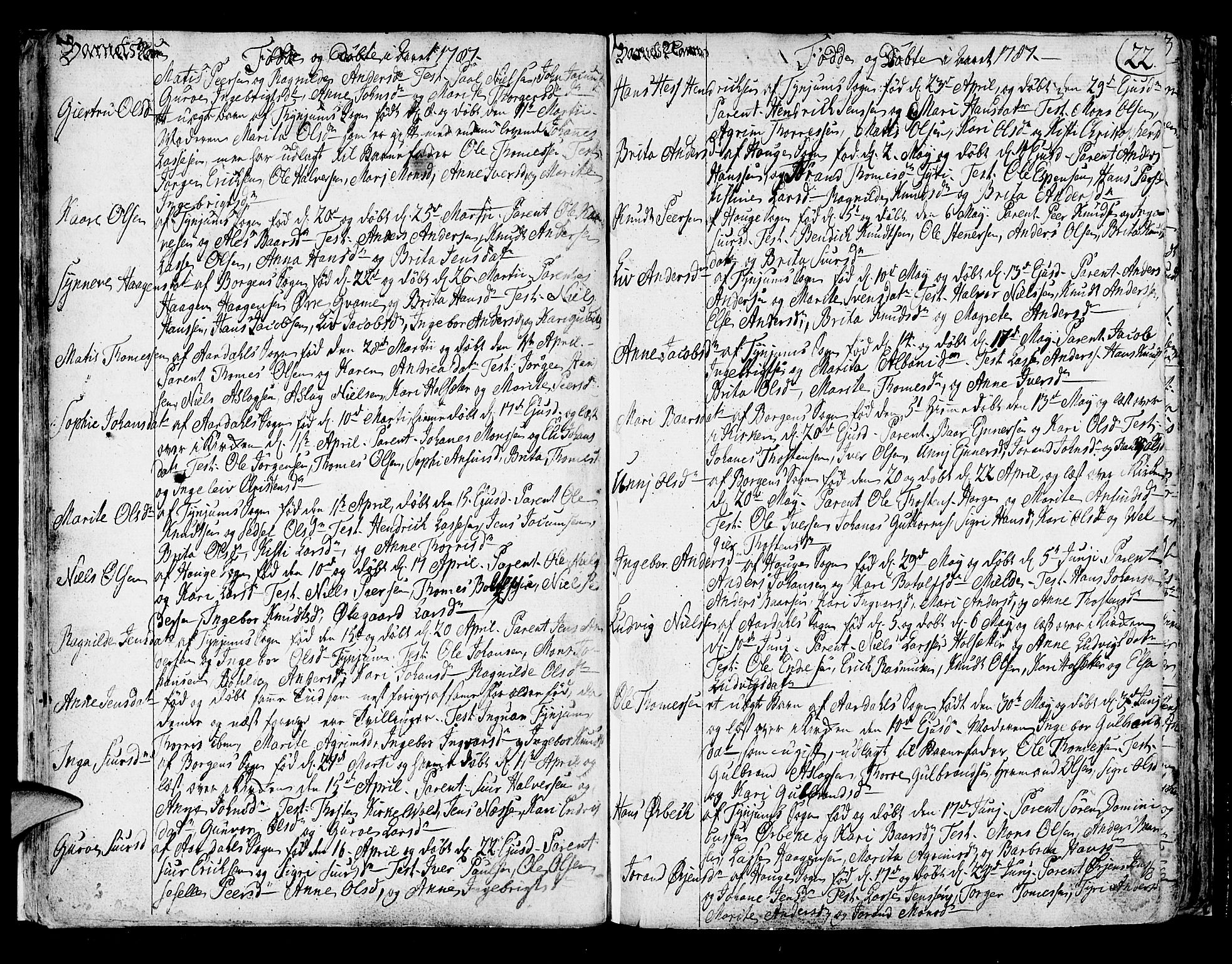 Lærdal sokneprestembete, AV/SAB-A-81201: Parish register (official) no. A 3, 1783-1804, p. 22