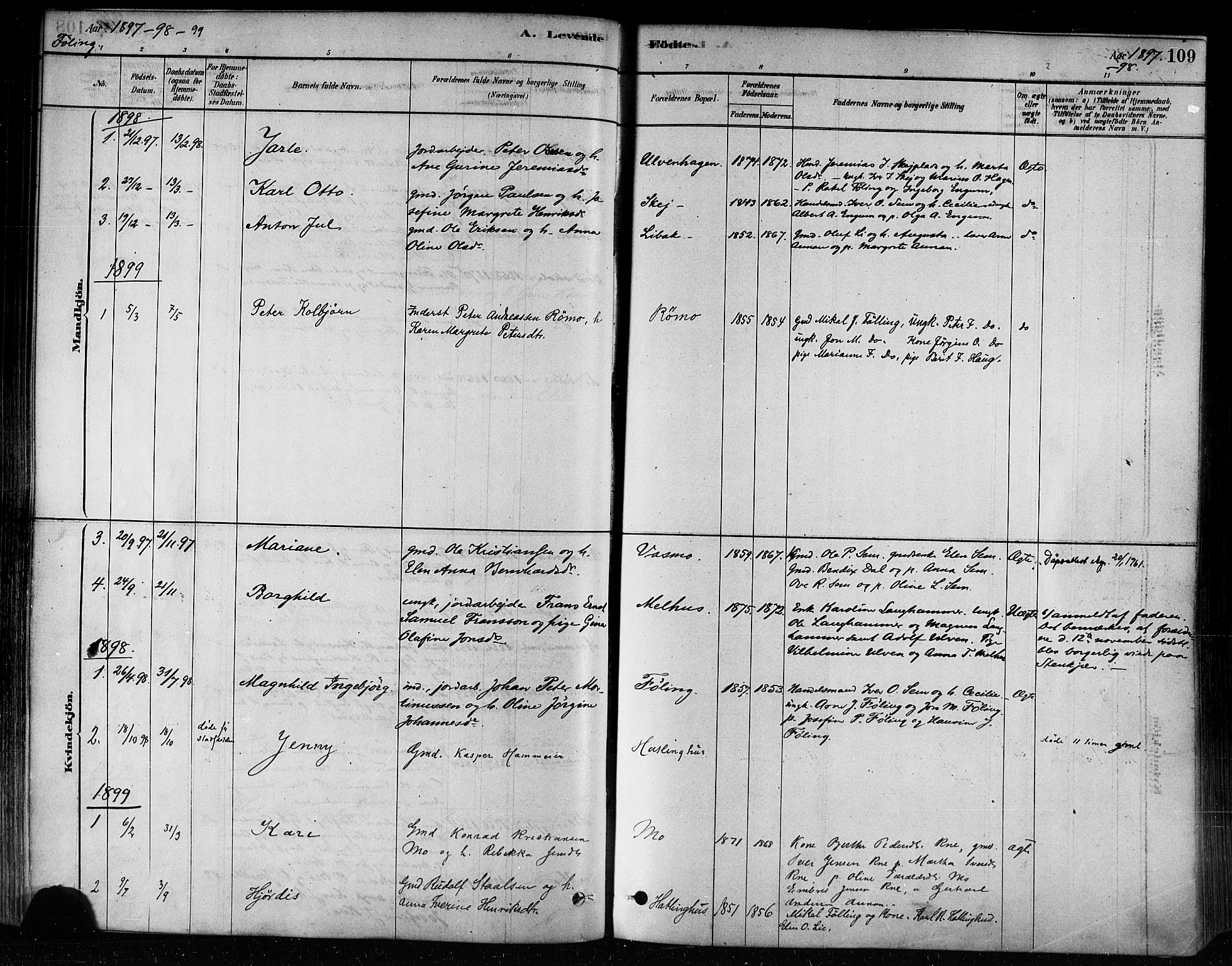 Ministerialprotokoller, klokkerbøker og fødselsregistre - Nord-Trøndelag, SAT/A-1458/746/L0449: Parish register (official) no. 746A07 /3, 1878-1899, p. 109