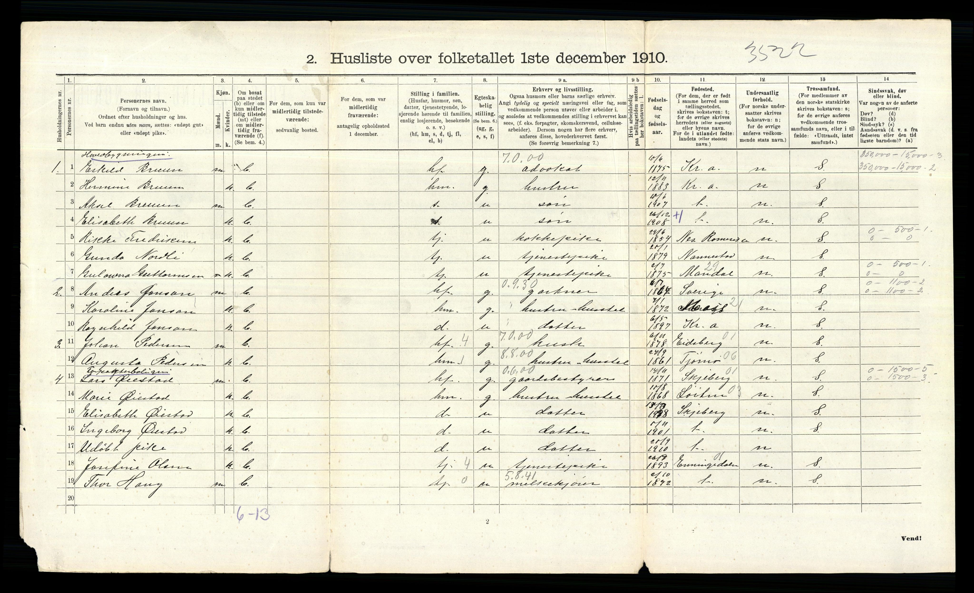 RA, 1910 census for Bærum, 1910, p. 962