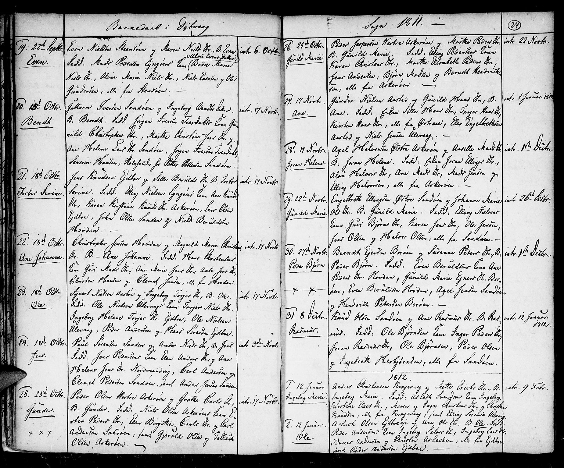 Holt sokneprestkontor, AV/SAK-1111-0021/F/Fa/L0001: Parish register (official) no. A 1 /3, 1721-1812, p. 24