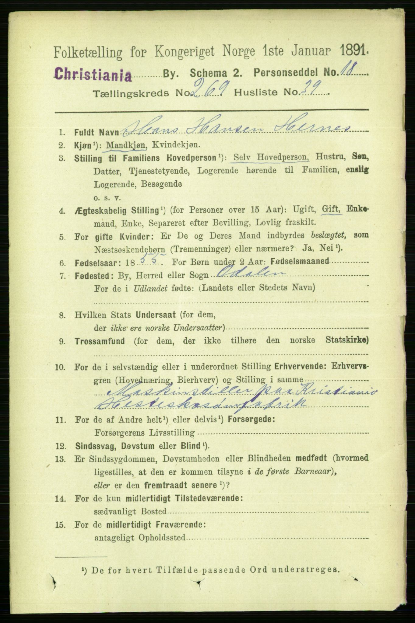 RA, 1891 census for 0301 Kristiania, 1891, p. 163946