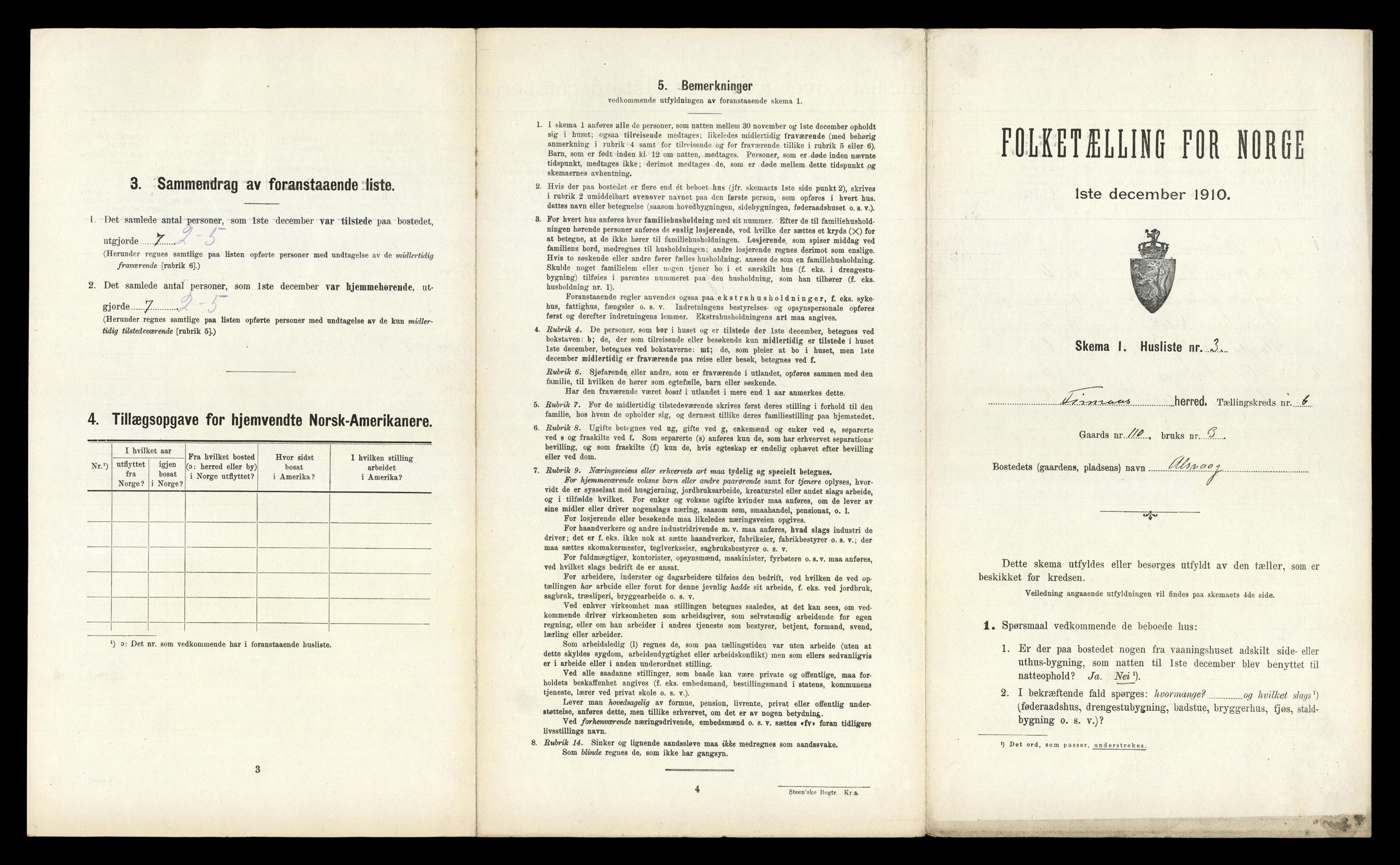 RA, 1910 census for Finnås, 1910, p. 650