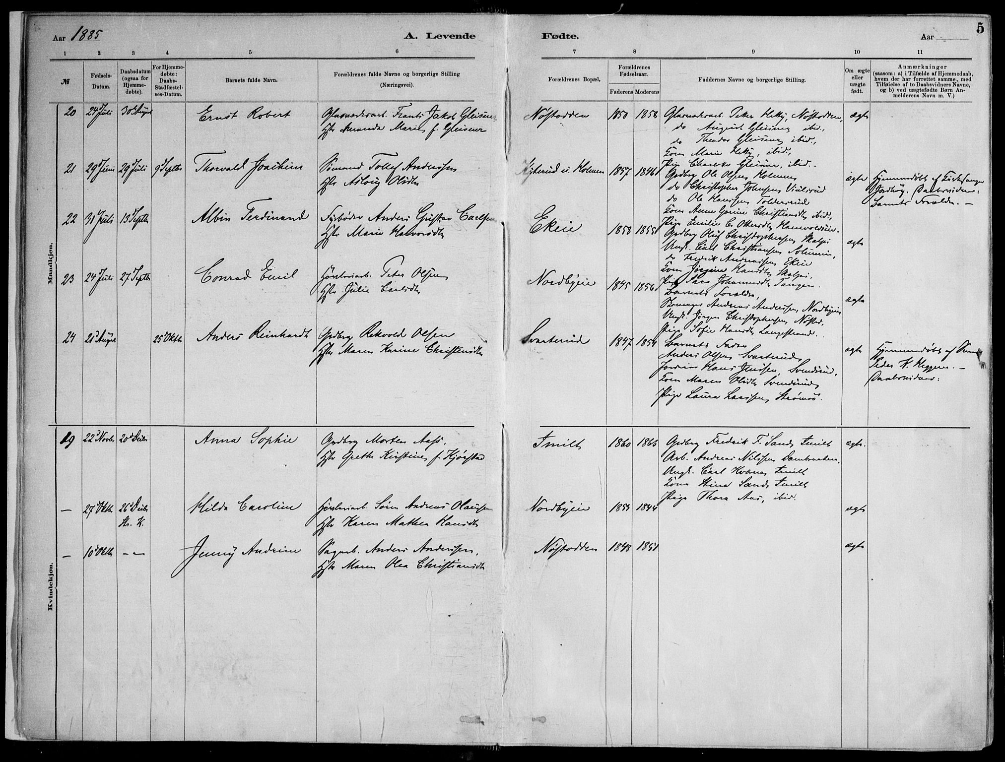 Skoger kirkebøker, AV/SAKO-A-59/F/Fa/L0006: Parish register (official) no. I 6, 1885-1910, p. 5