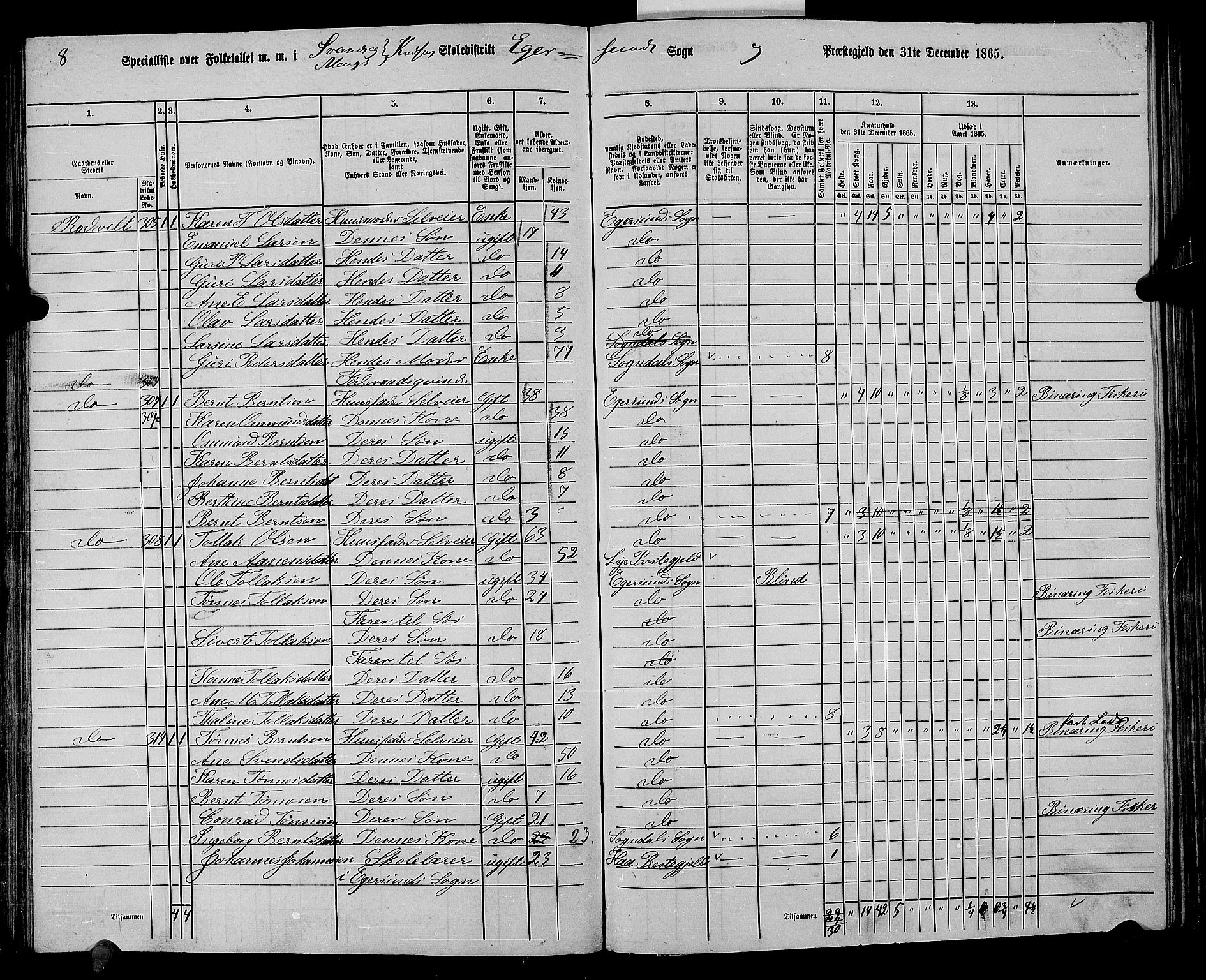 RA, 1865 census for Eigersund/Eigersund og Ogna, 1865, p. 99