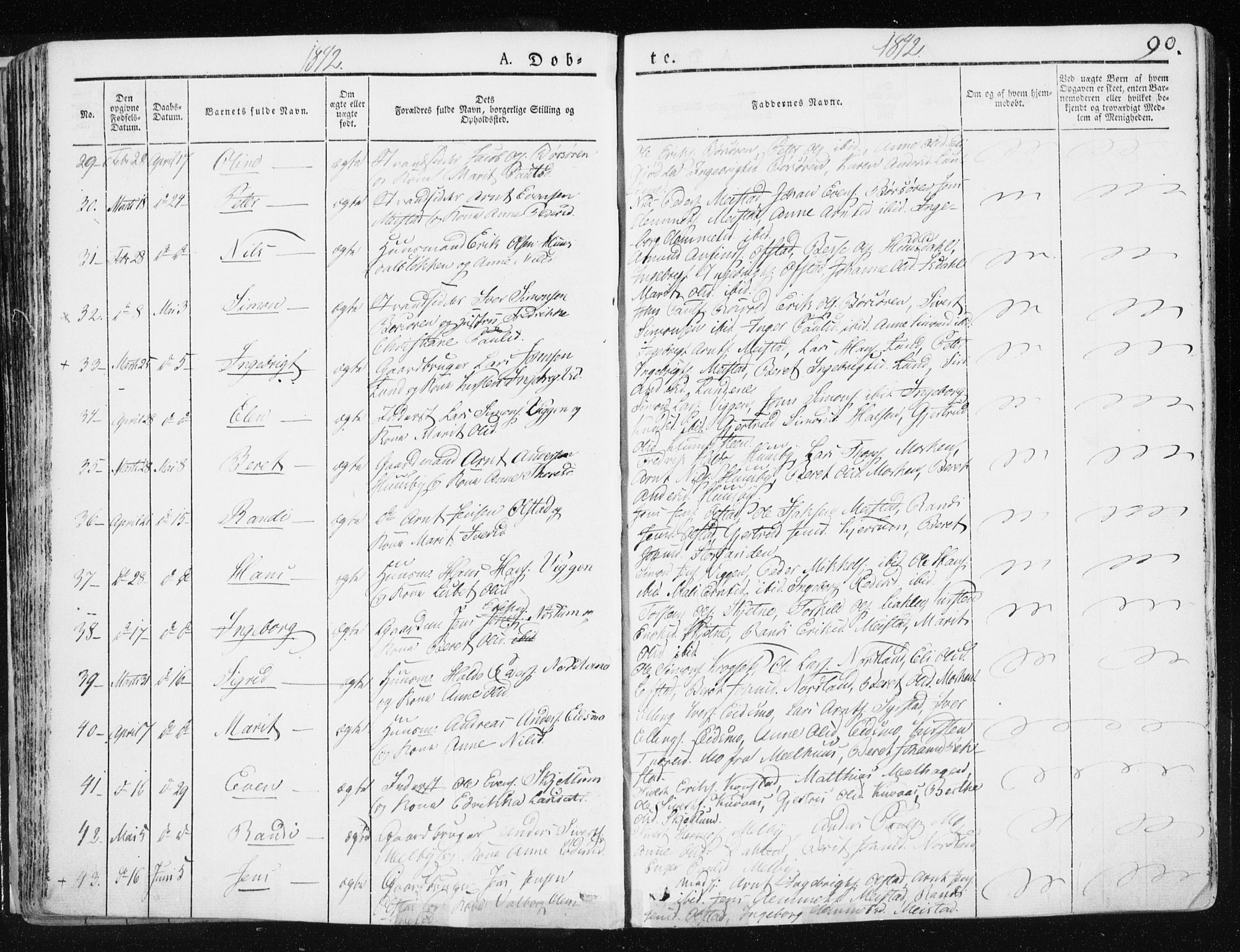 Ministerialprotokoller, klokkerbøker og fødselsregistre - Sør-Trøndelag, AV/SAT-A-1456/665/L0771: Parish register (official) no. 665A06, 1830-1856, p. 90