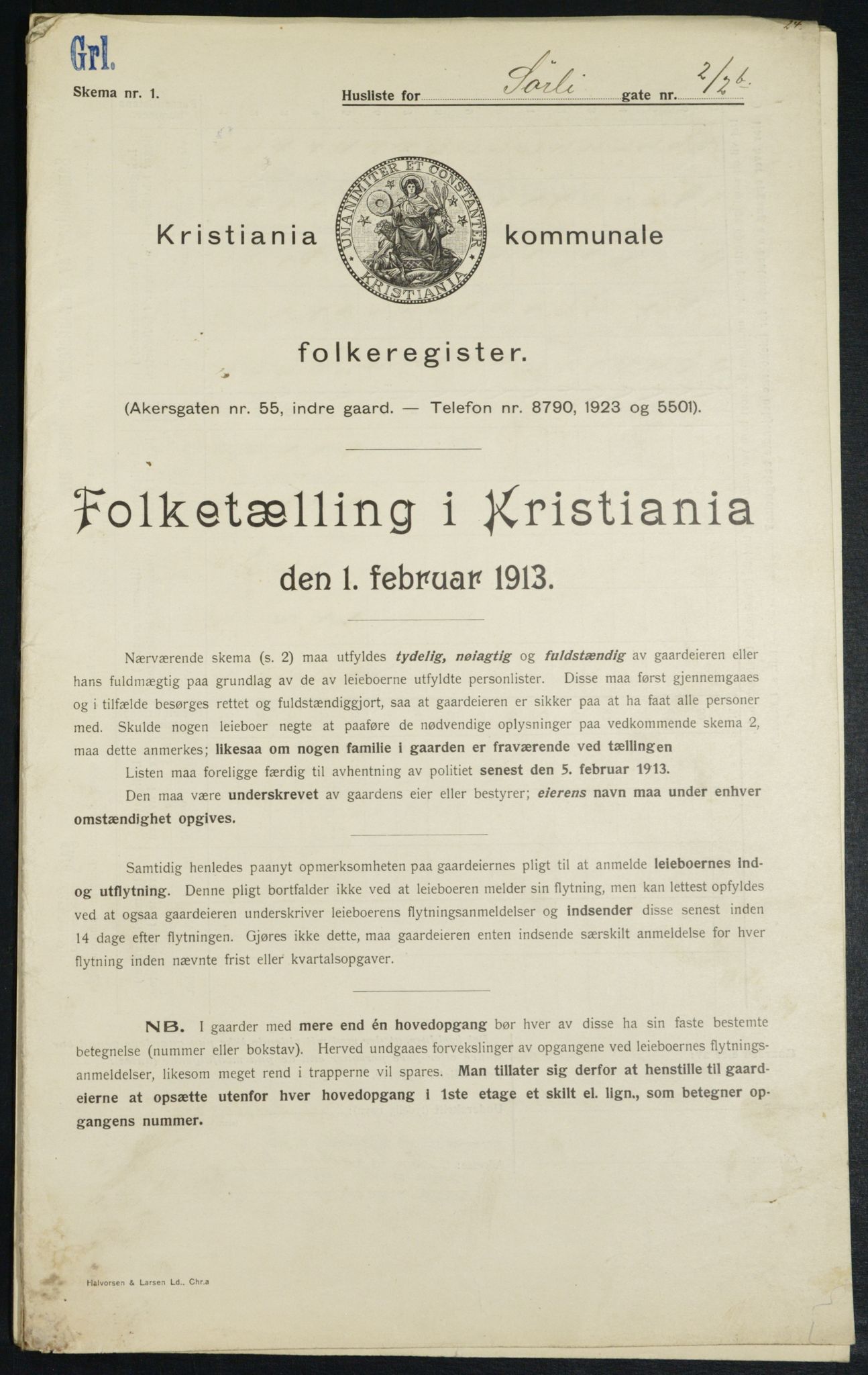 OBA, Municipal Census 1913 for Kristiania, 1913, p. 106480