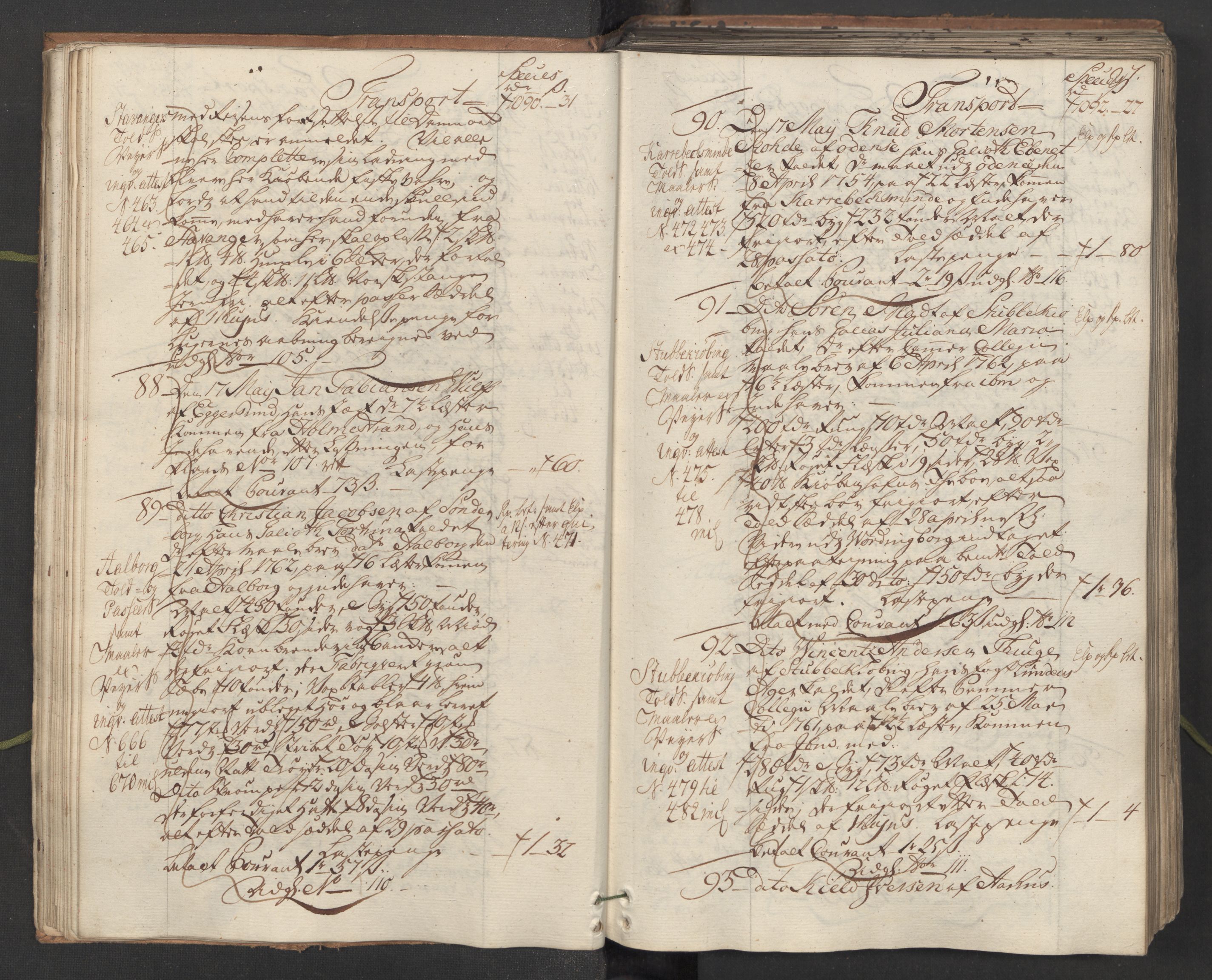 Generaltollkammeret, tollregnskaper, AV/RA-EA-5490/R26/L0101/0001: Tollregnskaper Bergen A / Inngående hovedtollbok, 1762, p. 26b-27a