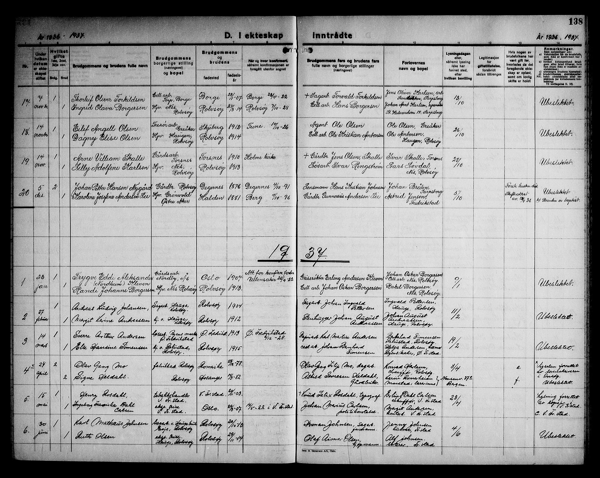 Rolvsøy prestekontor Kirkebøker, AV/SAO-A-2004/G/Ga/L0003: Parish register (copy) no. 3, 1935-1947, p. 138