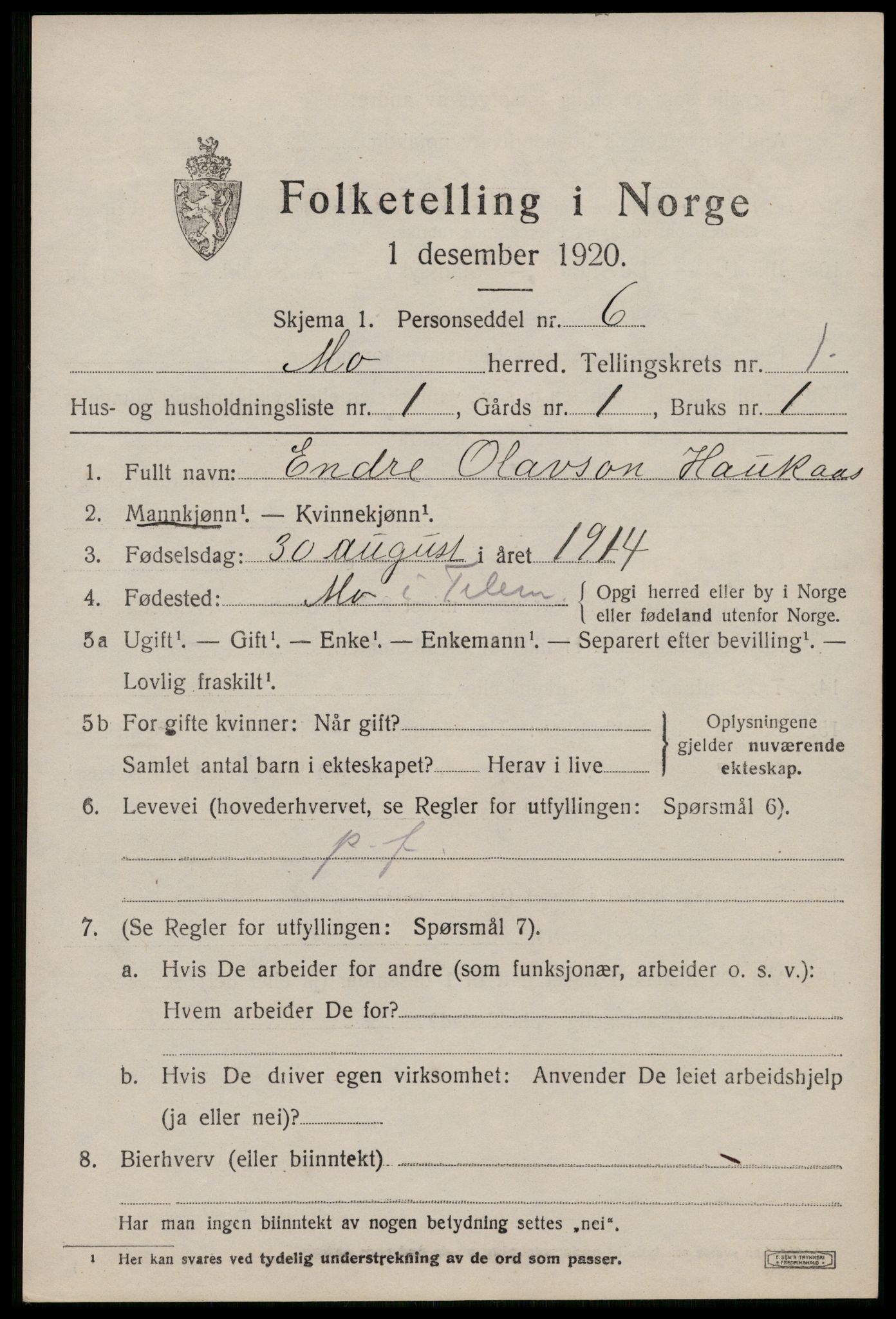 SAKO, 1920 census for Mo, 1920, p. 734