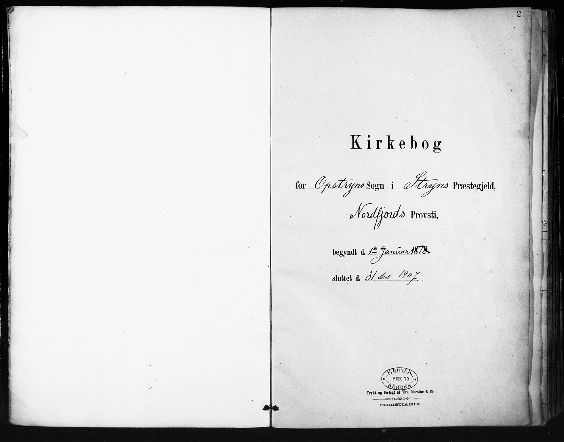 Stryn Sokneprestembete, AV/SAB-A-82501: Parish register (official) no. D 1, 1878-1907, p. 2