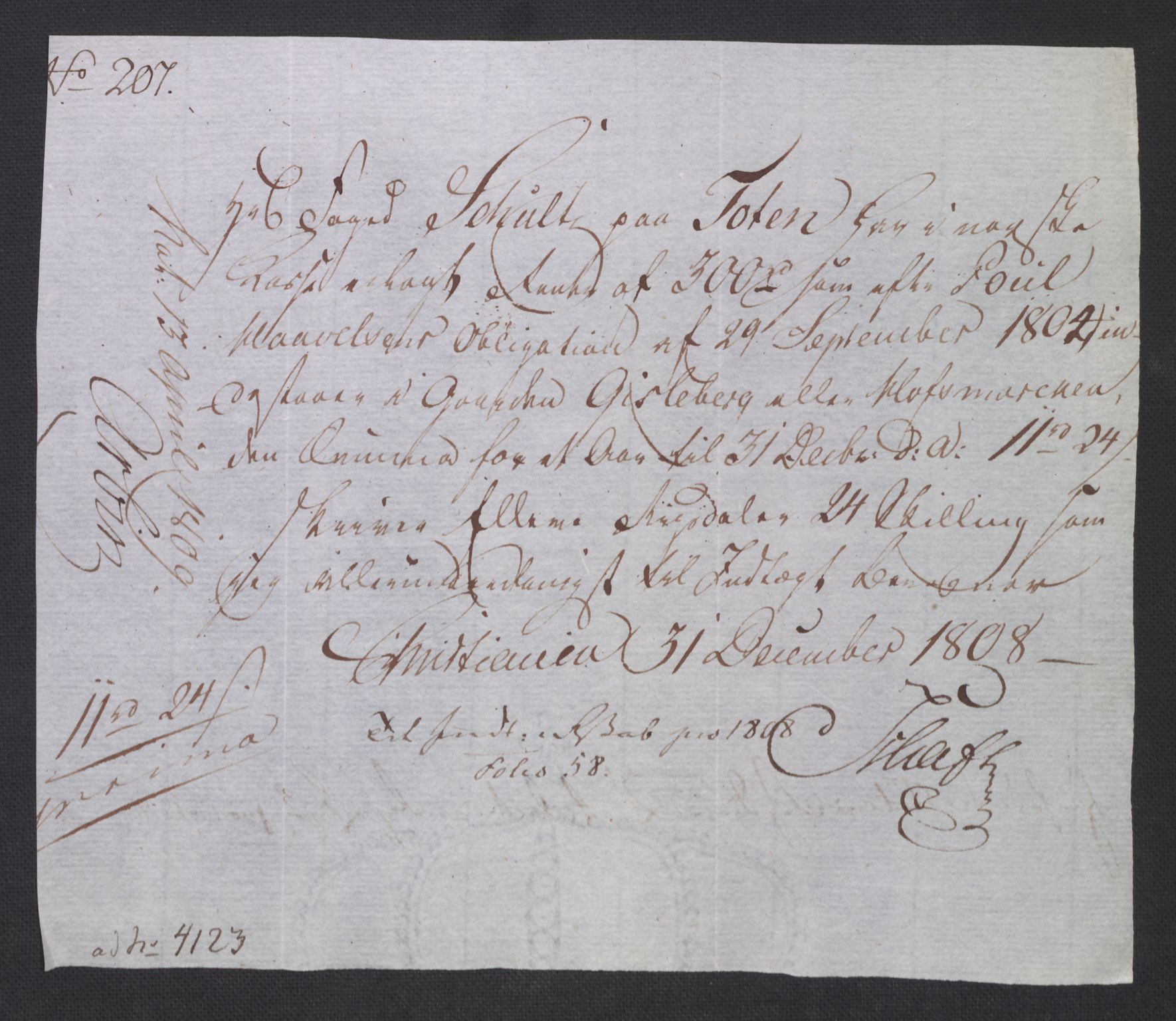 Rentekammeret inntil 1814, Reviderte regnskaper, Fogderegnskap, AV/RA-EA-4092/R19/L1396: Fogderegnskap Toten, Hadeland og Vardal, 1808, p. 682