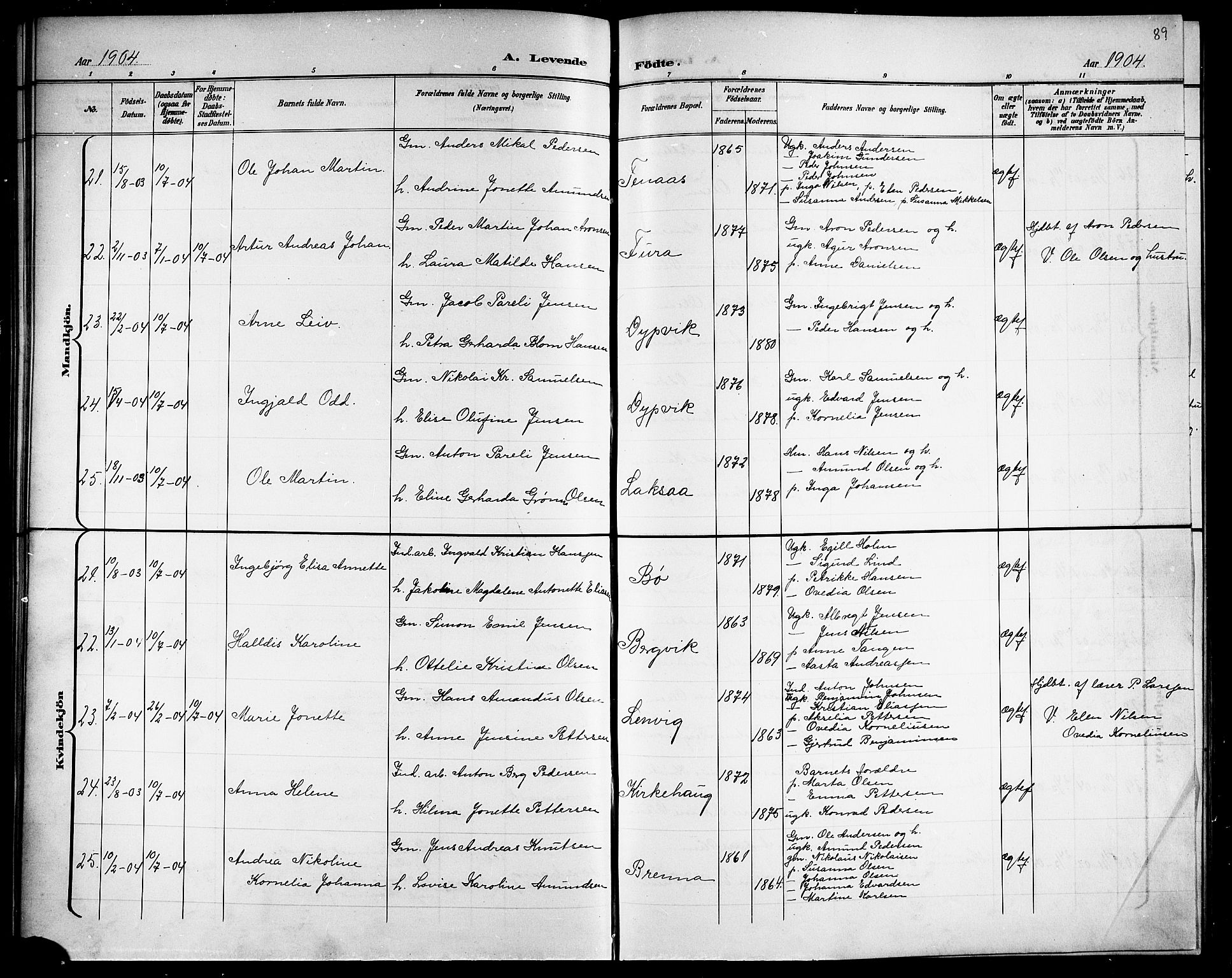 Ministerialprotokoller, klokkerbøker og fødselsregistre - Nordland, SAT/A-1459/863/L0915: Parish register (copy) no. 863C05, 1898-1907, p. 89