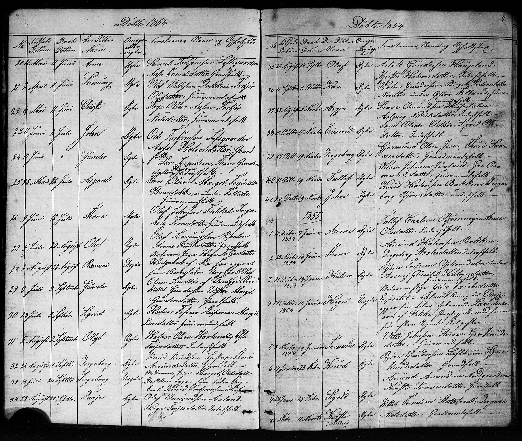 Mo kirkebøker, SAKO/A-286/G/Ga/L0001: Parish register (copy) no. I 1, 1851-1891, p. 7