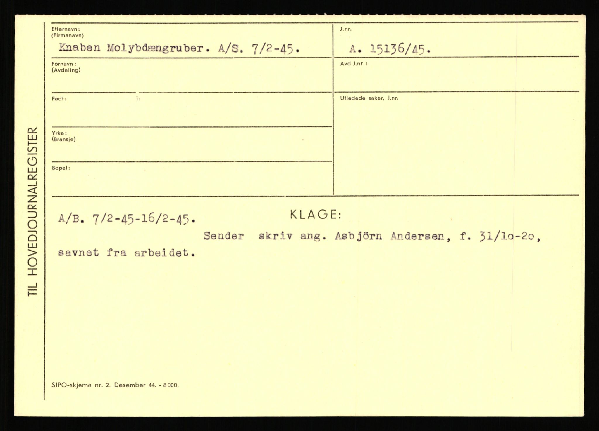 Statspolitiet - Hovedkontoret / Osloavdelingen, AV/RA-S-1329/C/Ca/L0008: Johan(nes)sen - Knoph, 1943-1945, p. 5070