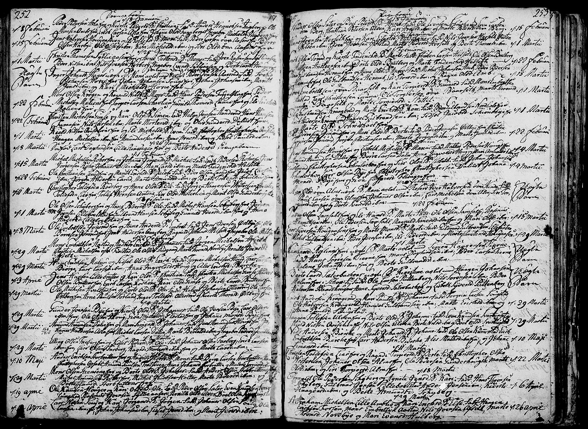 Ringsaker prestekontor, SAH/PREST-014/K/Ka/L0003: Parish register (official) no. 3, 1775-1798, p. 252-253