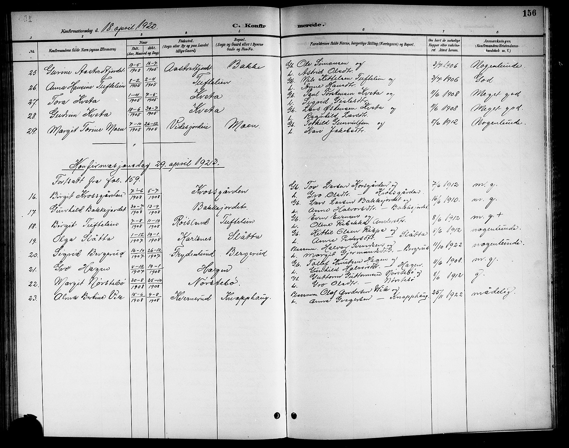 Nore kirkebøker, SAKO/A-238/G/Gb/L0003: Parish register (copy) no. II 3, 1894-1923, p. 156