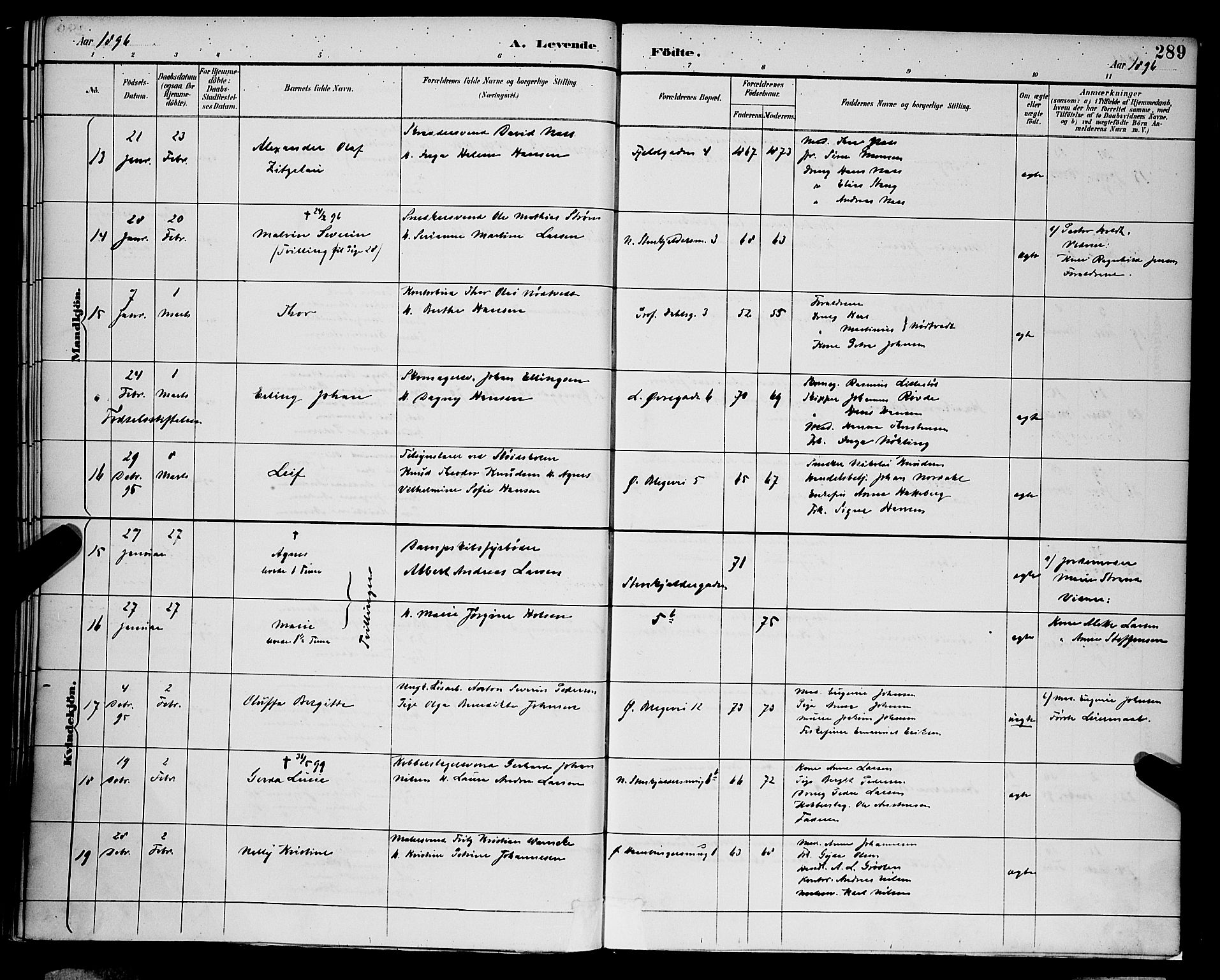 Korskirken sokneprestembete, AV/SAB-A-76101/H/Hab: Parish register (copy) no. B 9, 1887-1896, p. 289