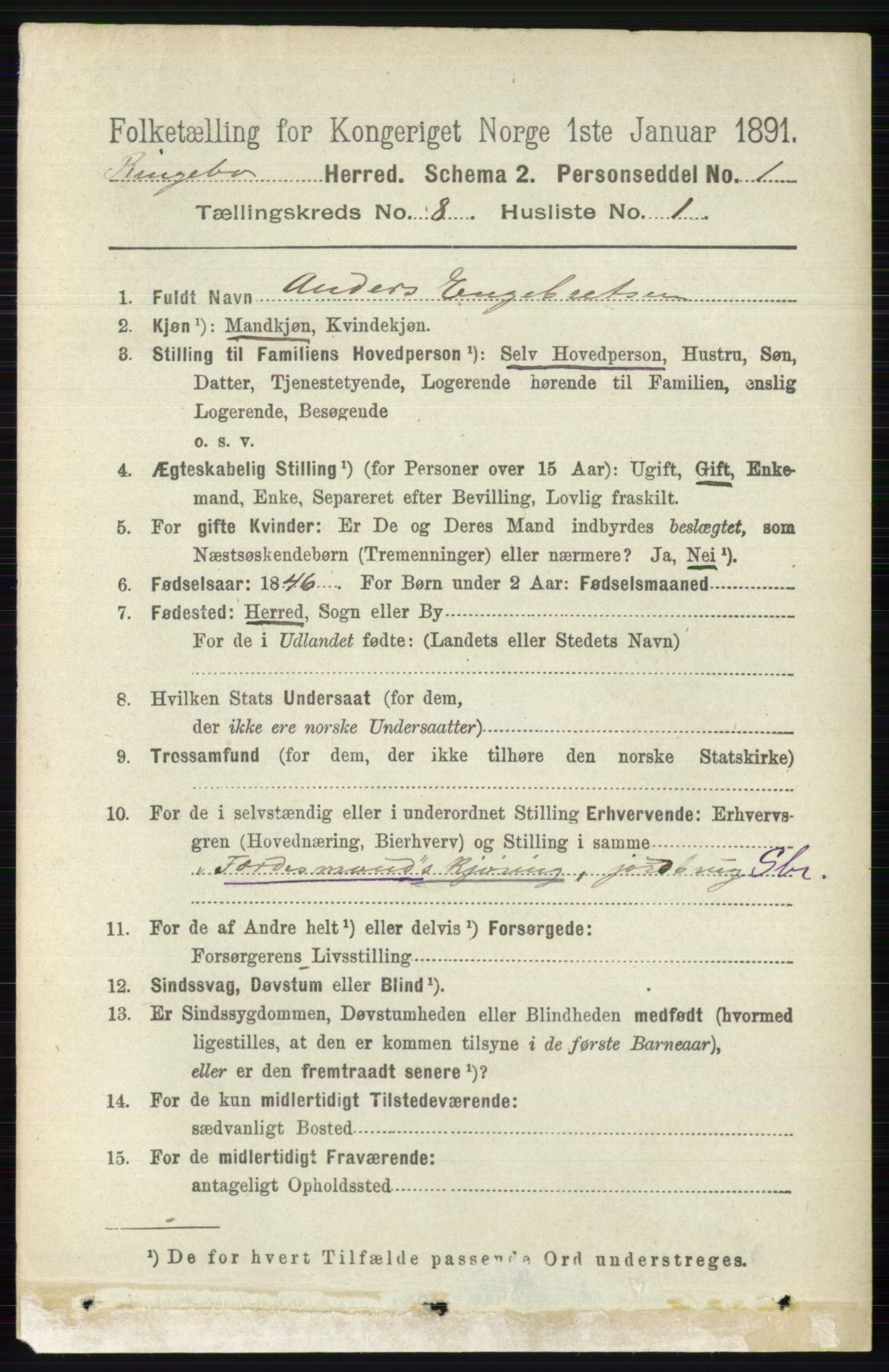 RA, 1891 census for 0520 Ringebu, 1891, p. 3676
