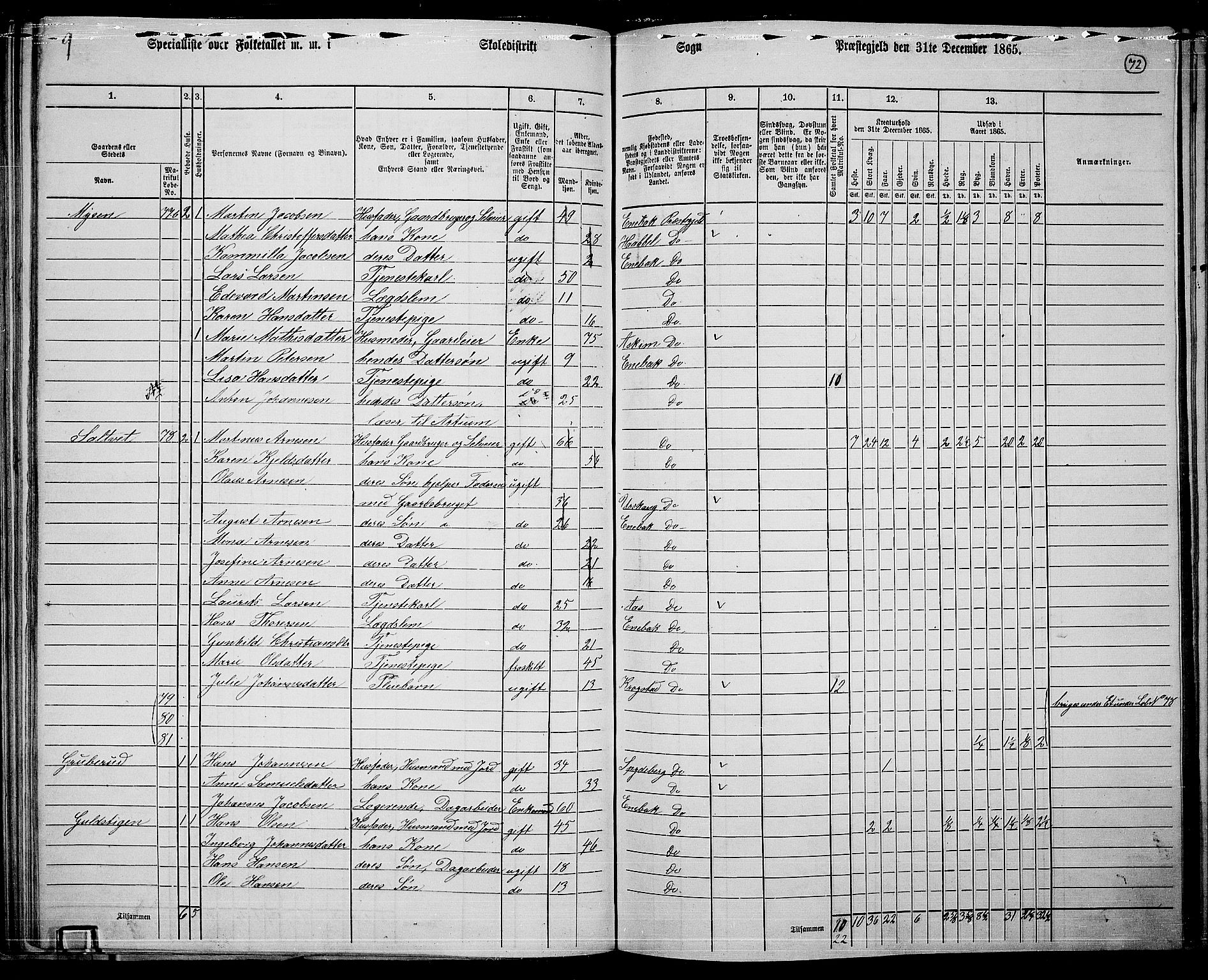 RA, 1865 census for Enebakk, 1865, p. 64