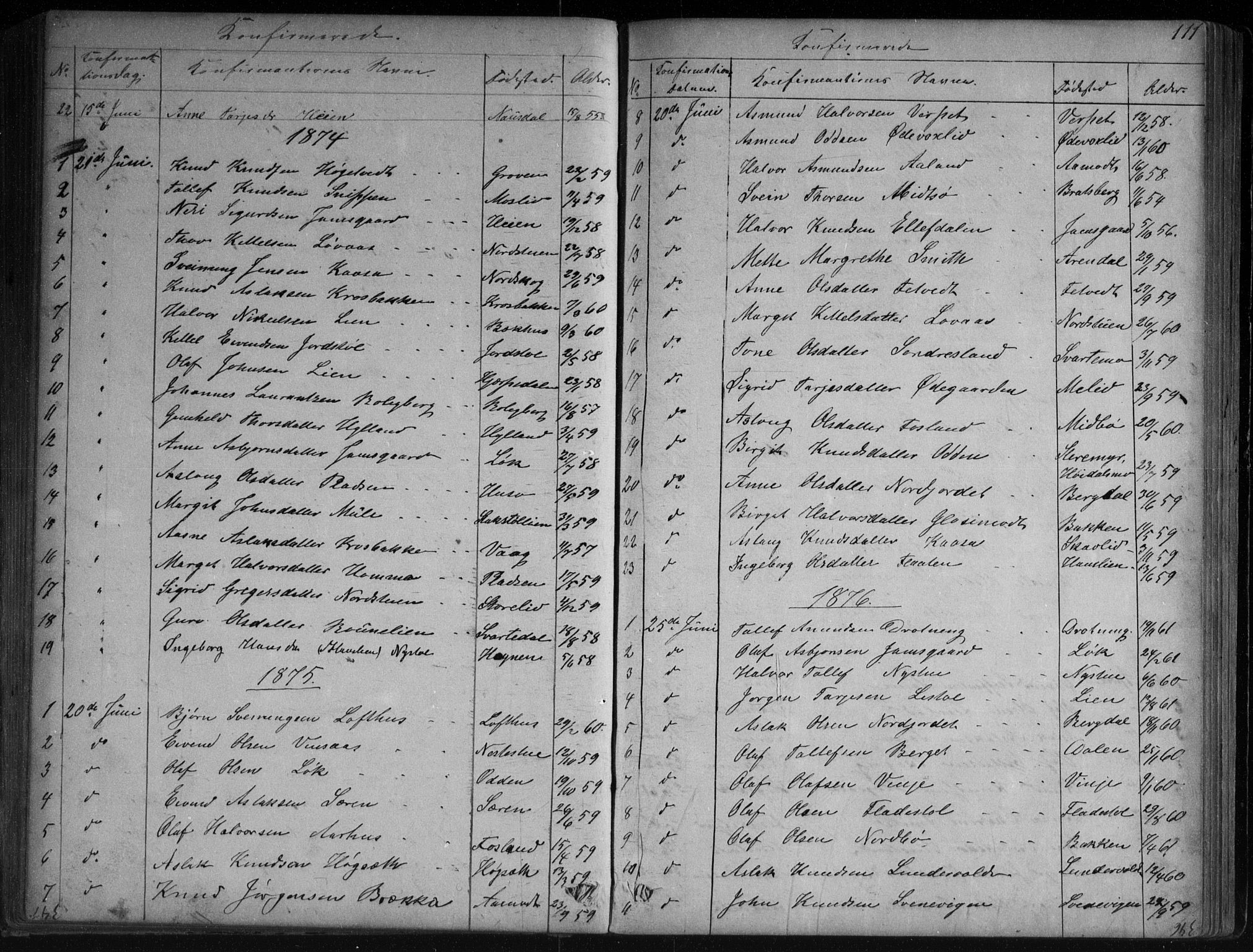 Vinje kirkebøker, SAKO/A-312/G/Ga/L0002: Parish register (copy) no. I 2, 1849-1893, p. 111
