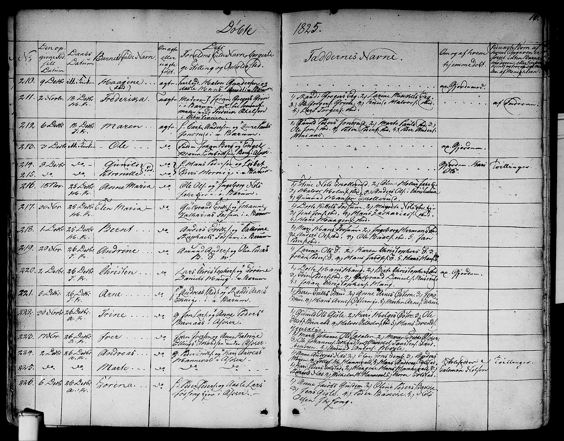 Asker prestekontor Kirkebøker, SAO/A-10256a/F/Fa/L0007: Parish register (official) no. I 7, 1825-1864, p. 16