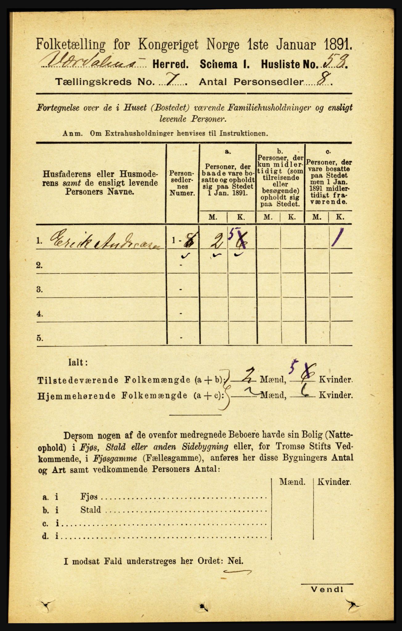 RA, 1891 census for 1721 Verdal, 1891, p. 3972