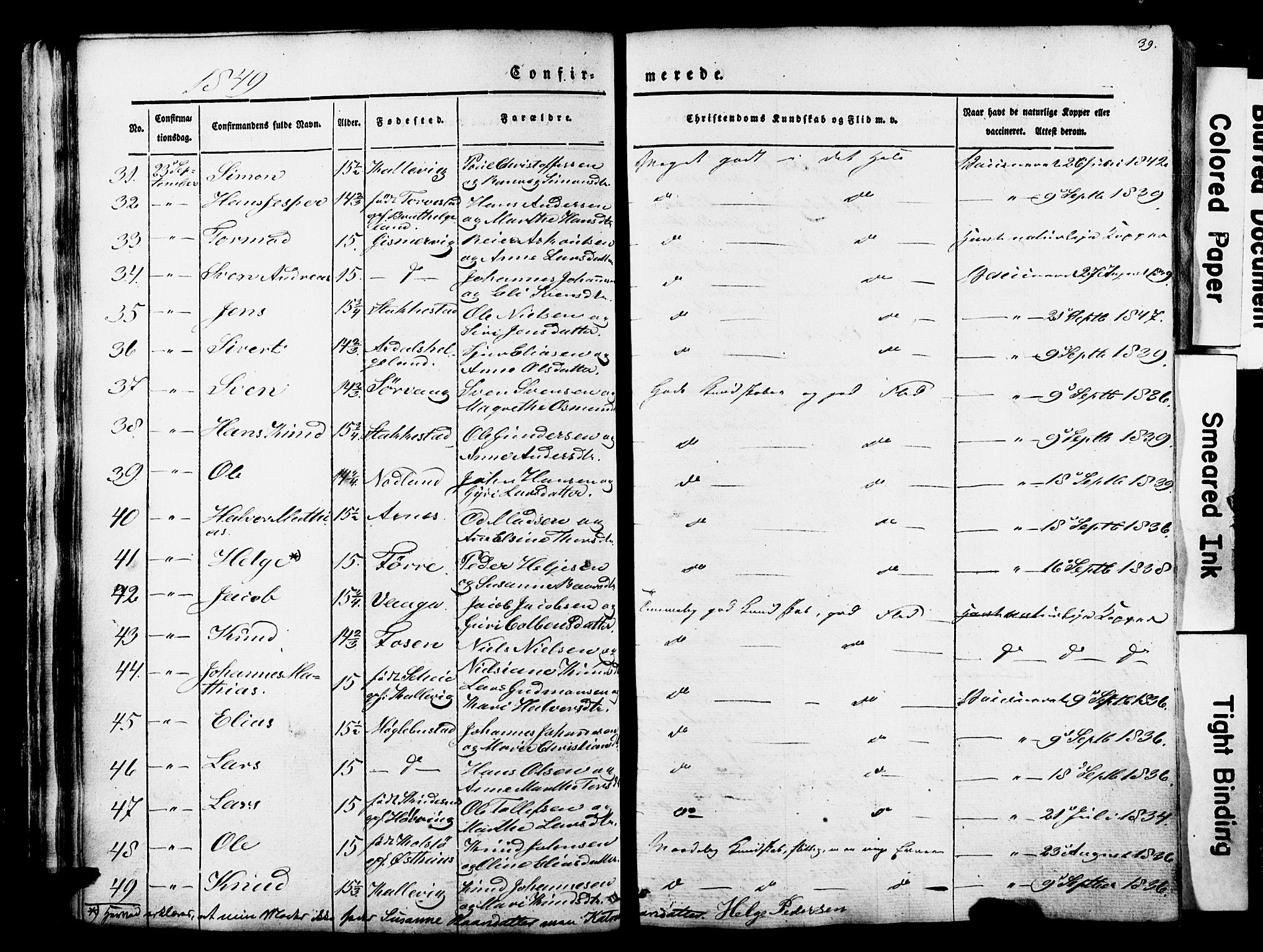 Avaldsnes sokneprestkontor, AV/SAST-A -101851/H/Ha/Haa/L0007: Parish register (official) no. A 7, 1841-1853, p. 39