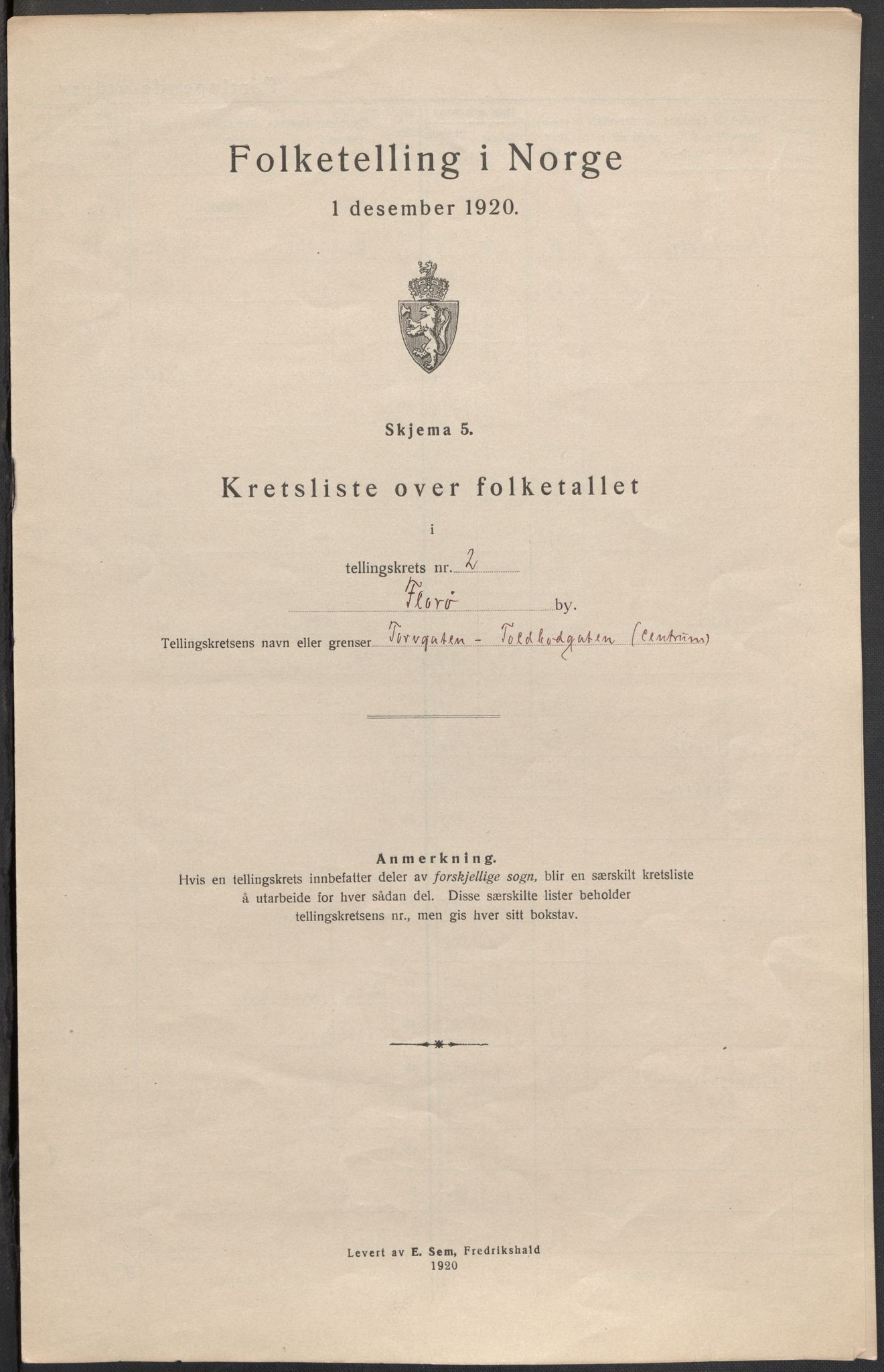SAB, 1920 census for Florø, 1920, p. 8