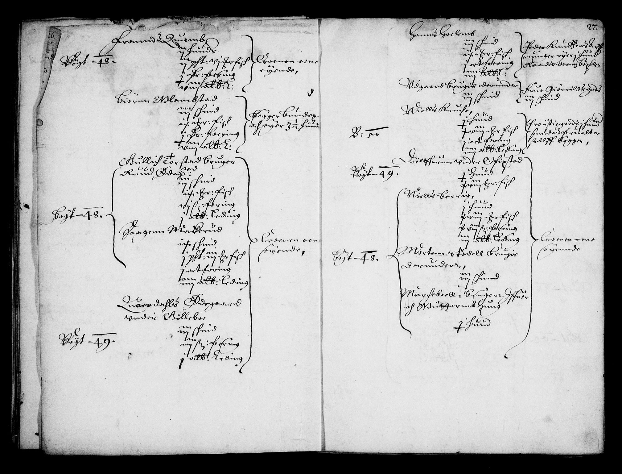 Rentekammeret inntil 1814, Realistisk ordnet avdeling, AV/RA-EA-4070/N/Na/L0001: [XI f]: Akershus stifts jordebok, 1652, p. 26b-27a