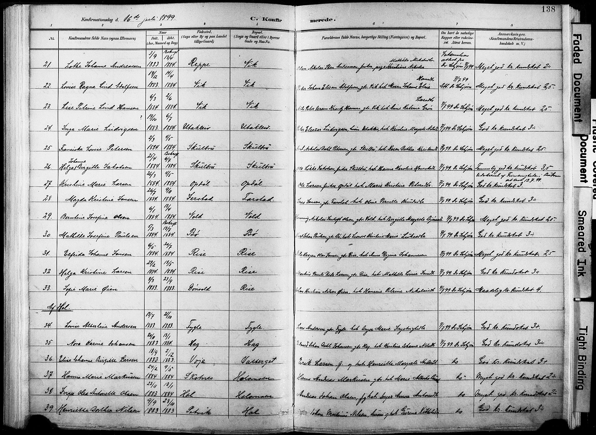 Ministerialprotokoller, klokkerbøker og fødselsregistre - Nordland, AV/SAT-A-1459/881/L1151: Parish register (official) no. 881A04, 1899-1907, p. 138