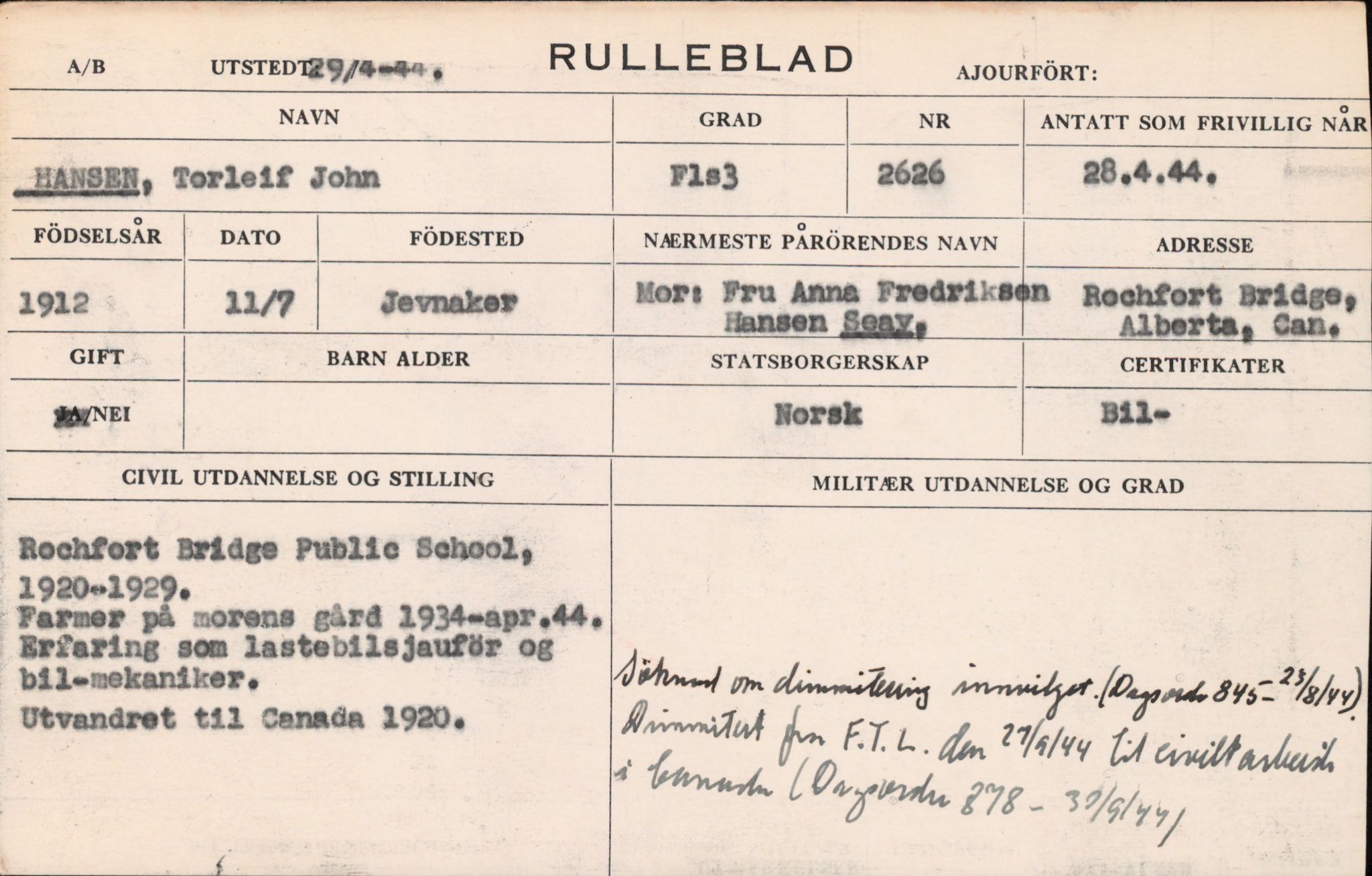 Forsvaret, Forsvarets overkommando/Luftforsvarsstaben, RA/RAFA-4079/P/Pa/L0029: Personellpapirer, 1912, p. 483