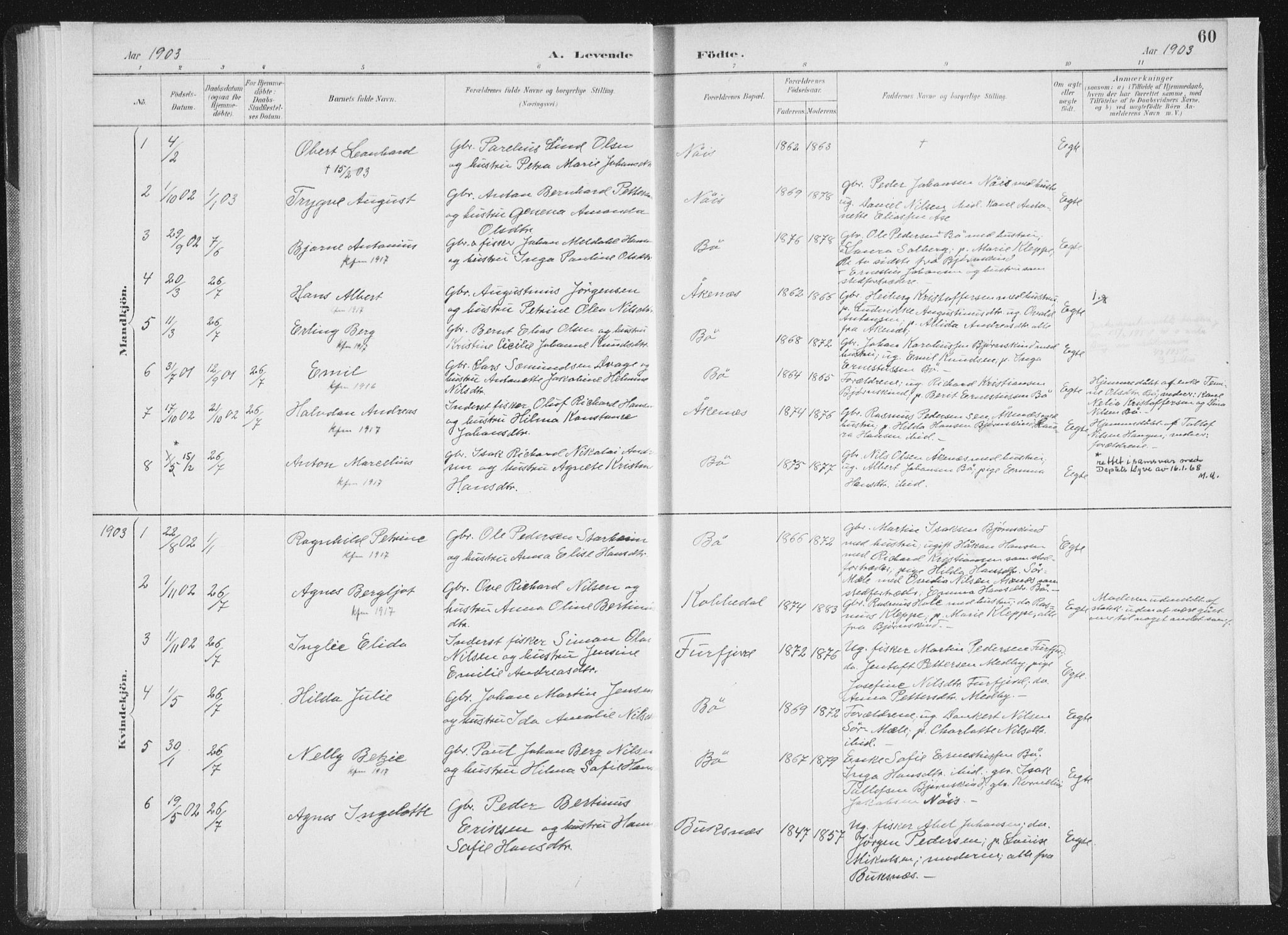 Ministerialprotokoller, klokkerbøker og fødselsregistre - Nordland, SAT/A-1459/898/L1422: Parish register (official) no. 898A02, 1887-1908, p. 60
