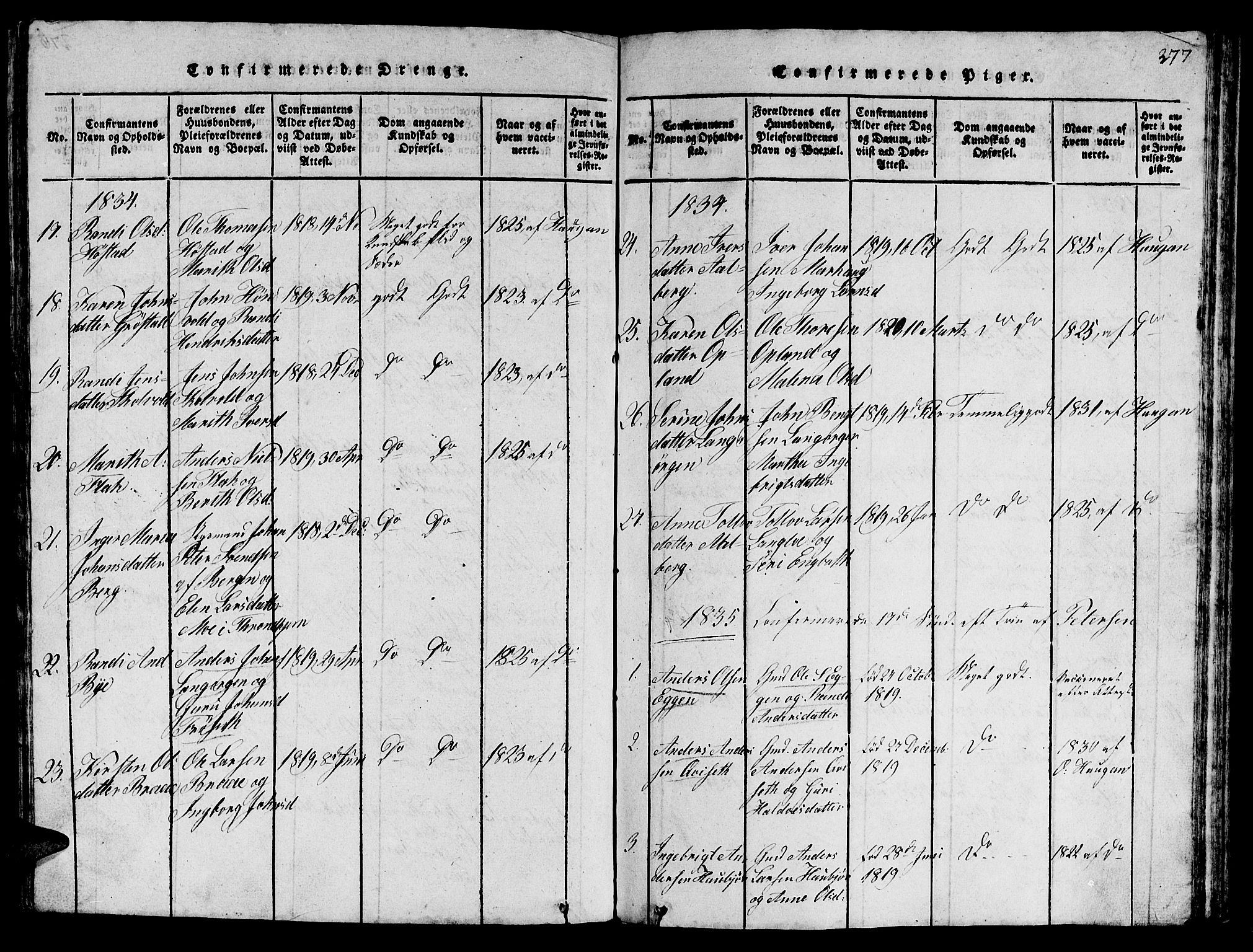 Ministerialprotokoller, klokkerbøker og fødselsregistre - Sør-Trøndelag, SAT/A-1456/612/L0385: Parish register (copy) no. 612C01, 1816-1845, p. 277