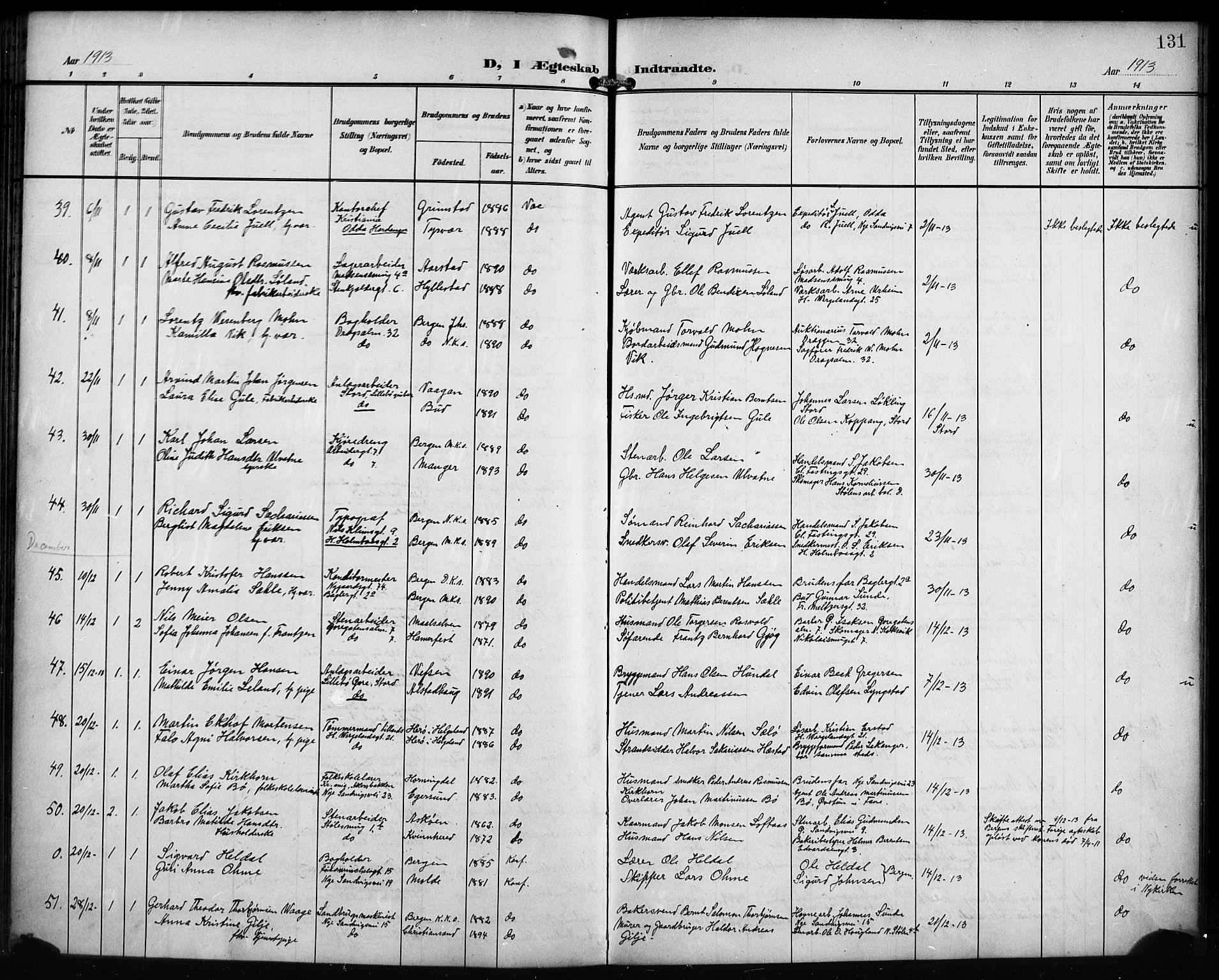 Mariakirken Sokneprestembete, AV/SAB-A-76901/H/Hab/L0009: Parish register (copy) no. A 9, 1901-1919, p. 131