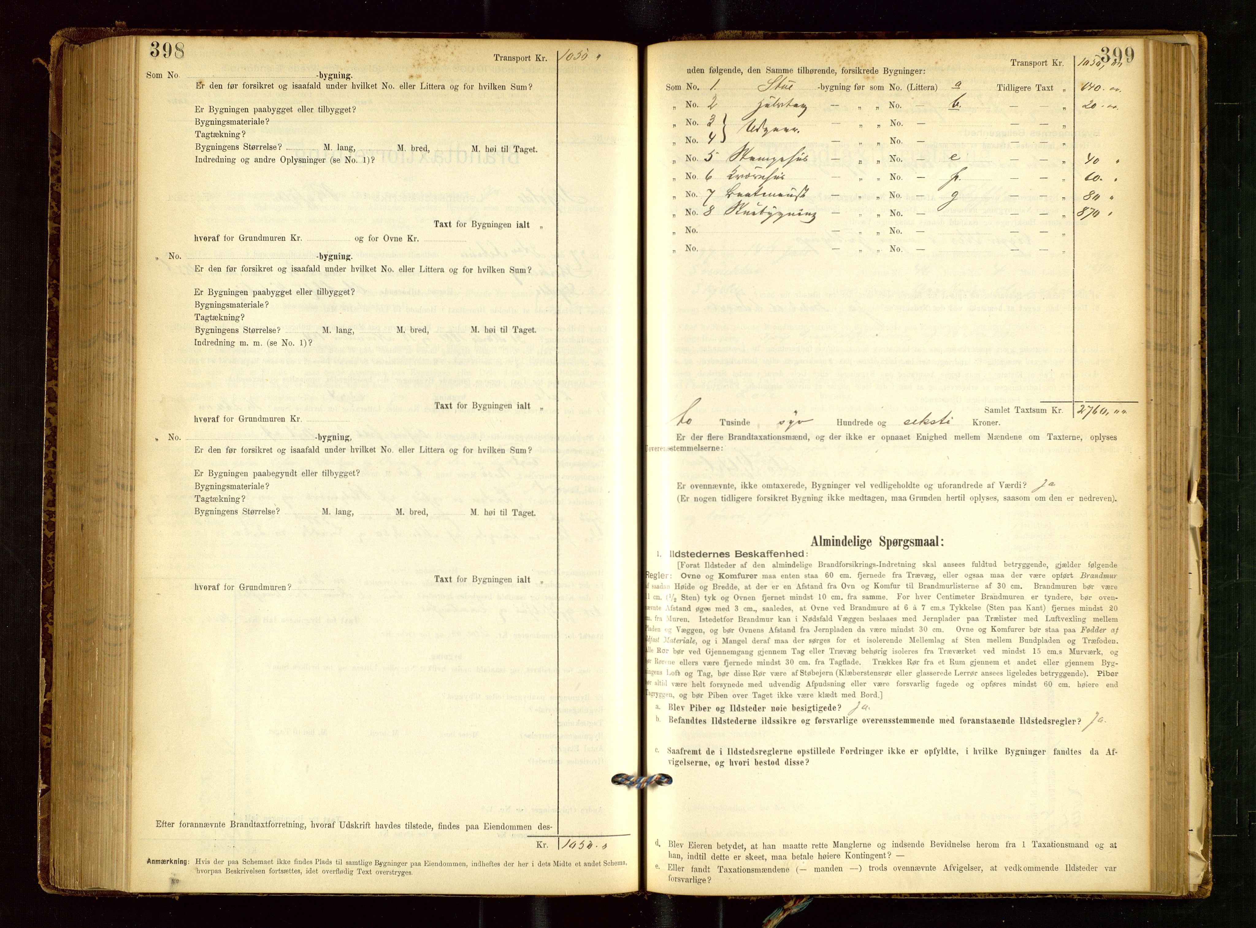 Skjold lensmannskontor, SAST/A-100182/Gob/L0001: "Brandtaxationsprotokol for Skjold Lensmandsdistrikt Ryfylke Fogderi", 1894-1939, p. 398-399