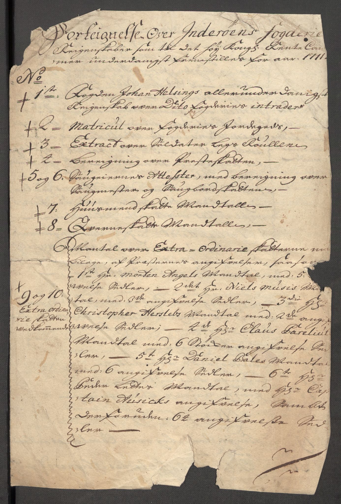 Rentekammeret inntil 1814, Reviderte regnskaper, Fogderegnskap, AV/RA-EA-4092/R63/L4319: Fogderegnskap Inderøy, 1711, p. 22