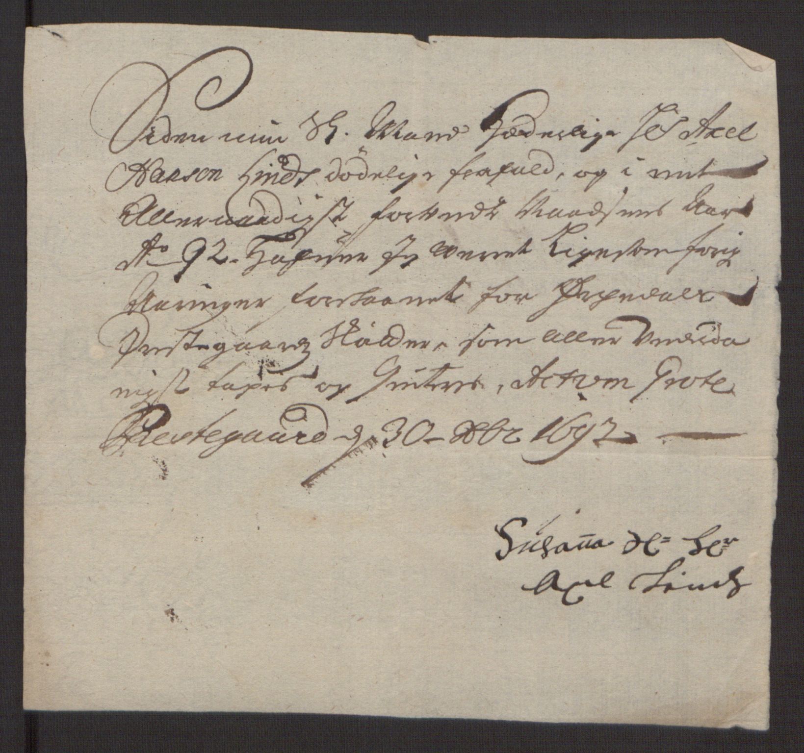 Rentekammeret inntil 1814, Reviderte regnskaper, Fogderegnskap, AV/RA-EA-4092/R58/L3937: Fogderegnskap Orkdal, 1691-1692, p. 349