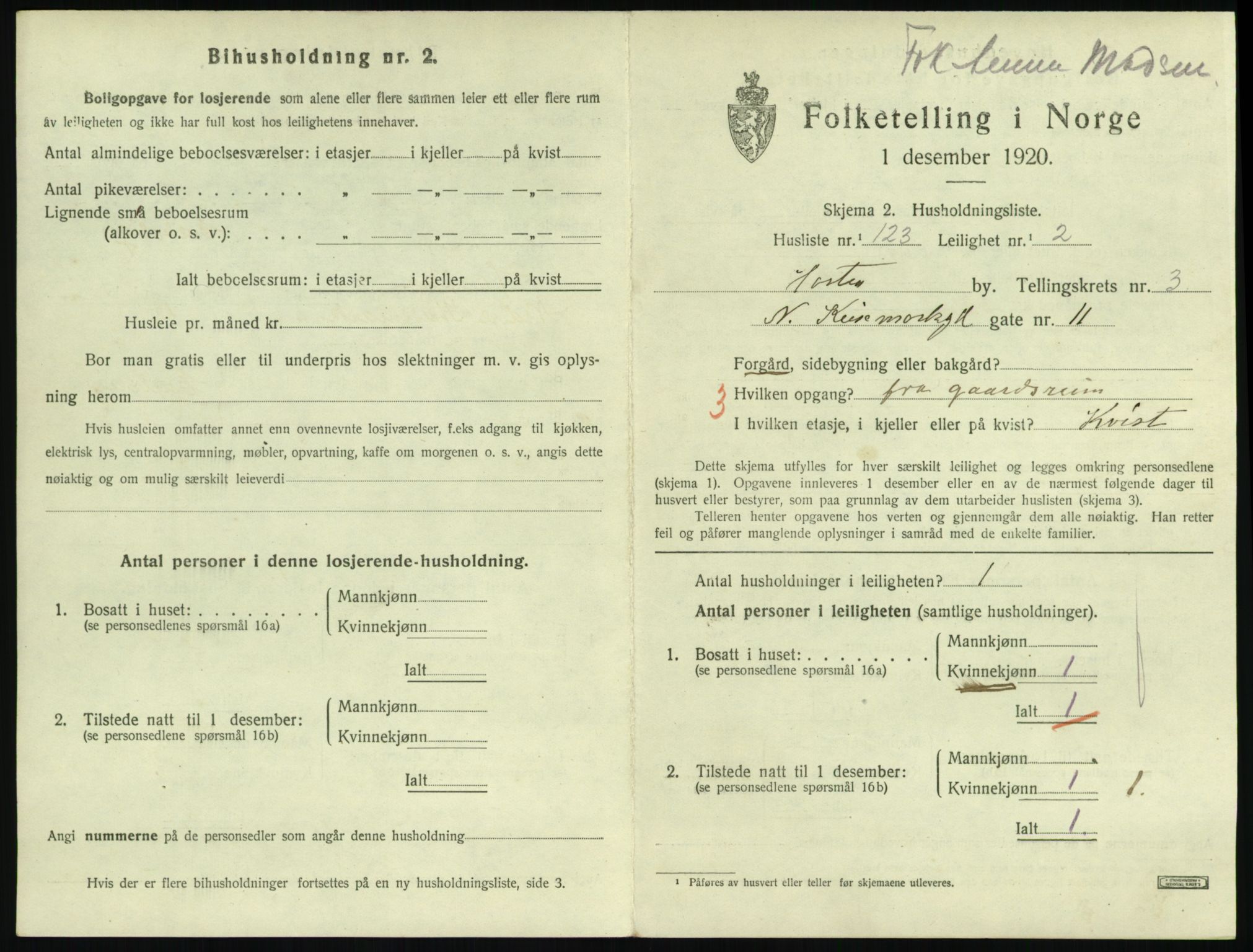 SAKO, 1920 census for Horten, 1920, p. 4543