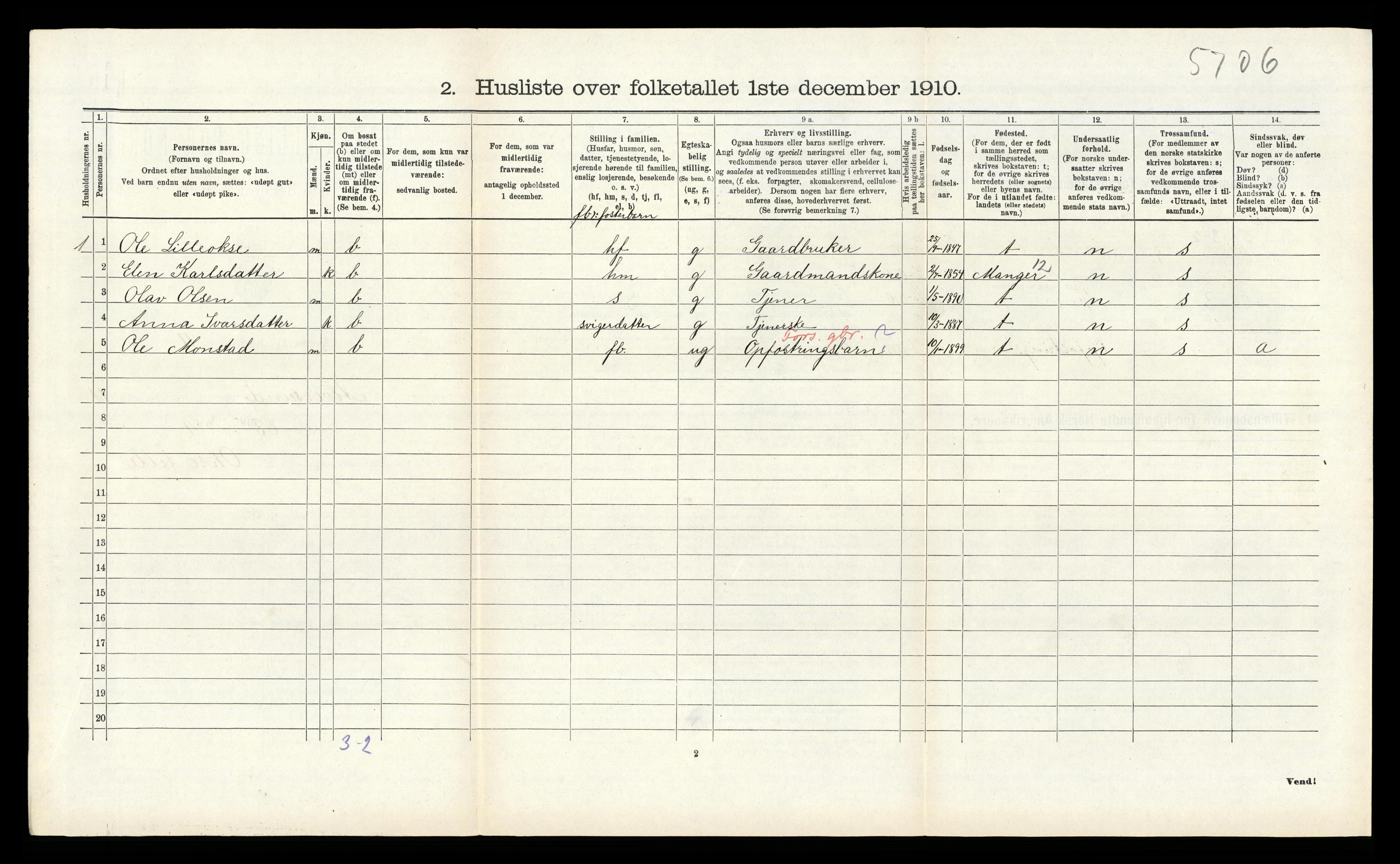 RA, 1910 census for Alversund, 1910, p. 847