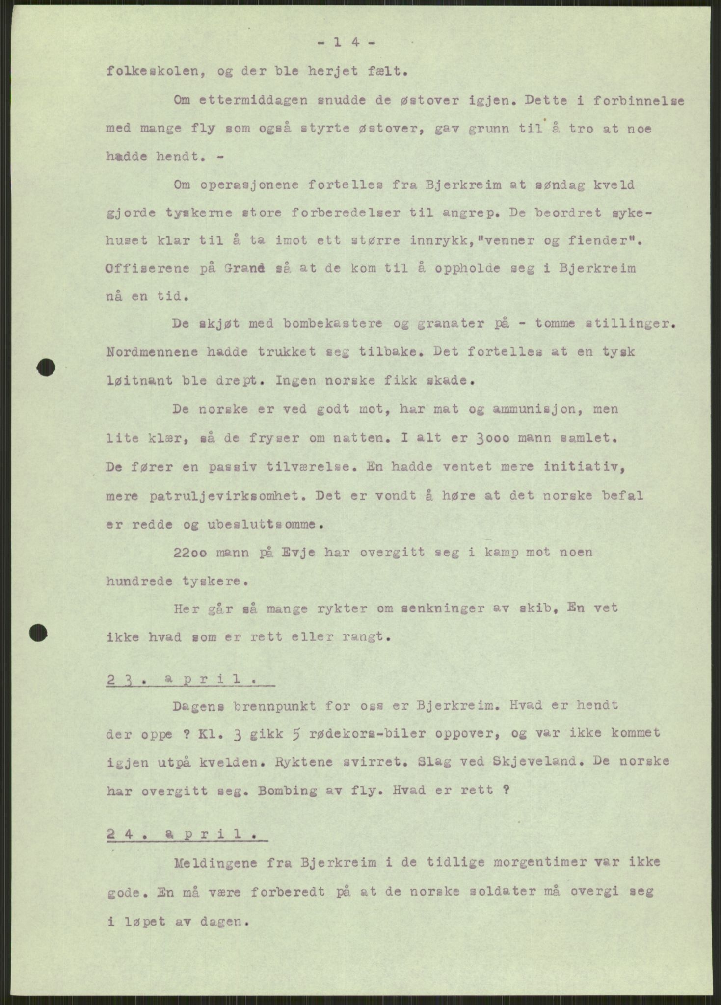 Forsvaret, Forsvarets krigshistoriske avdeling, AV/RA-RAFA-2017/Y/Ya/L0015: II-C-11-31 - Fylkesmenn.  Rapporter om krigsbegivenhetene 1940., 1940, p. 64