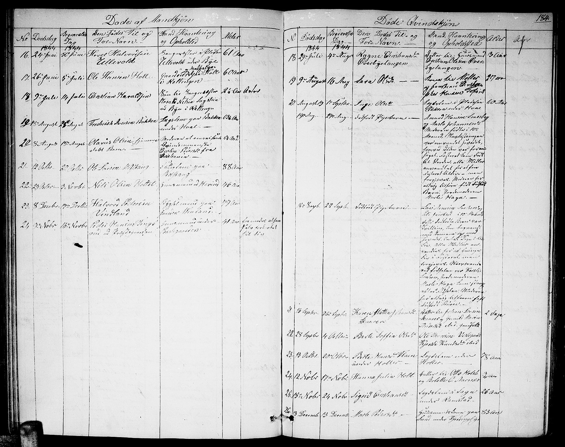 Fet prestekontor Kirkebøker, AV/SAO-A-10370a/G/Ga/L0002: Parish register (copy) no. I 2, 1843-1859, p. 184