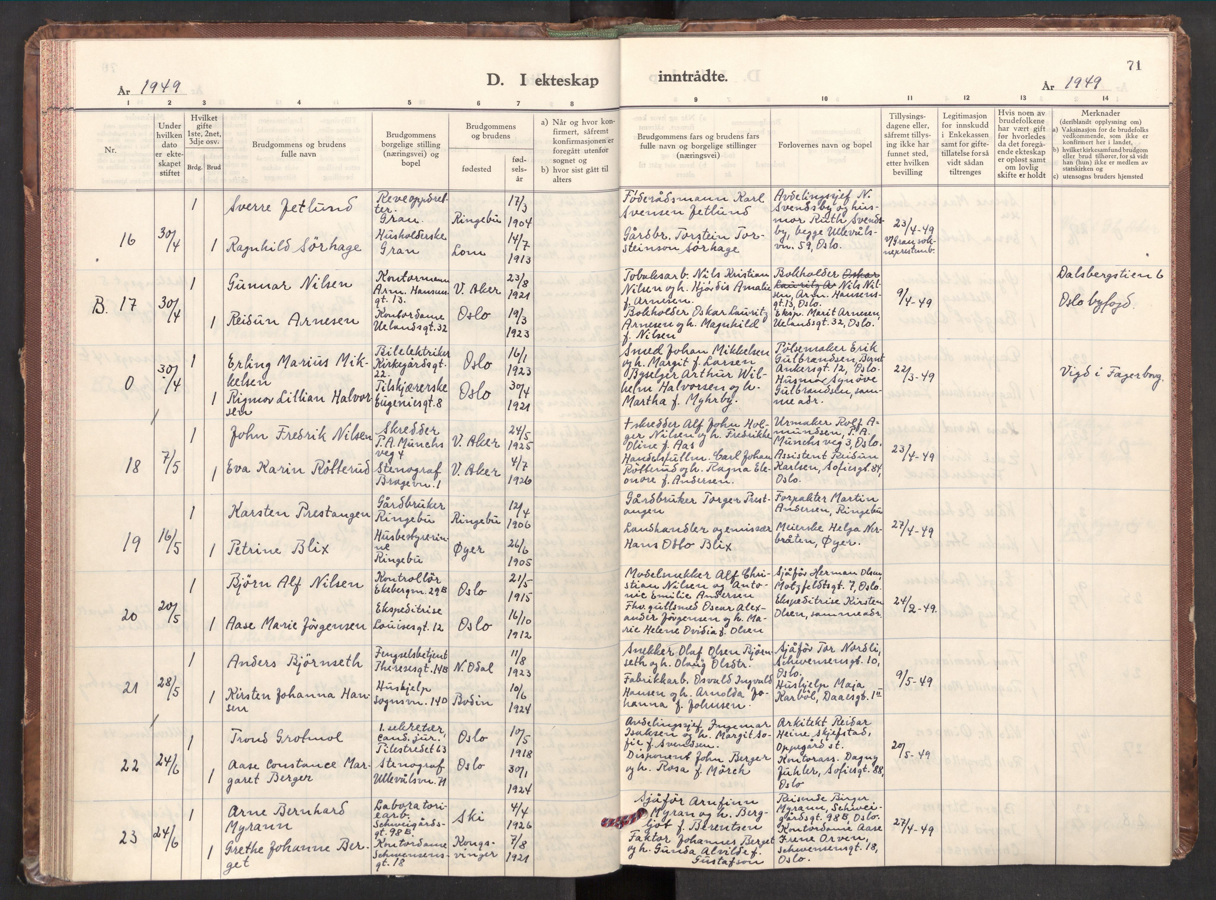 Markus prestekontor Kirkebøker, AV/SAO-A-10830/F/L0005: Parish register (official) no. 5, 1942-1960, p. 71